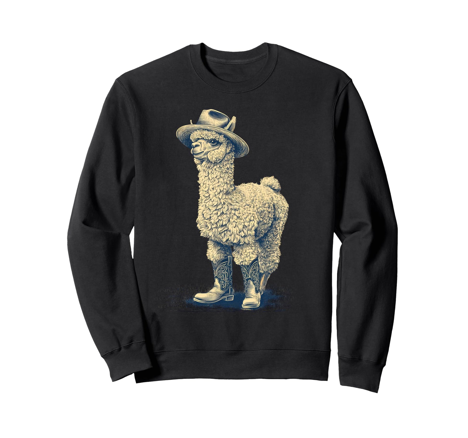 Llama Cowboy Rodeo Cowgirl Western Sweatshirt - Novelty Apparel for Adults - T-Shirt, Sweatshirt, Hoodie