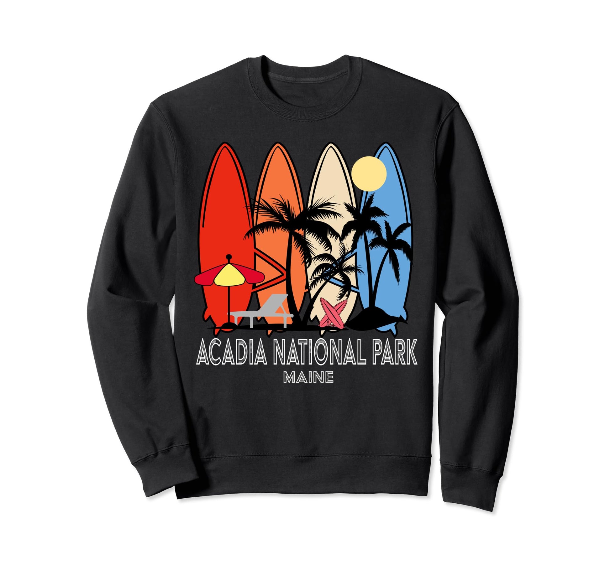 Acadia National Park Maine Surfboard Sweatshirt - Novelty Apparel Unisex - T-Shirt, Sweatshirt, Hoodie