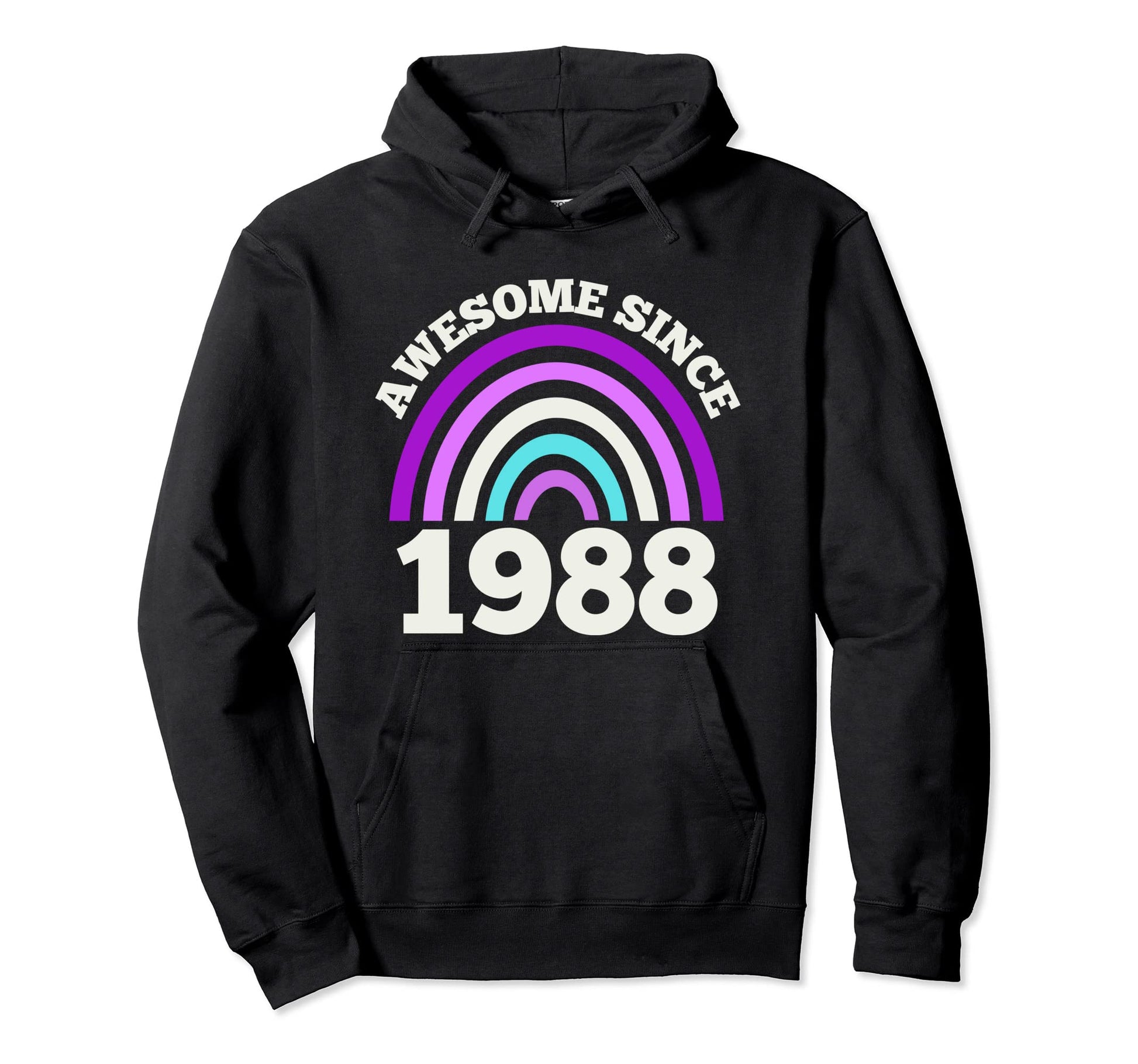 Awesome Since 1988 Purple Rainbow Womens Hoodie - Minimalist Print Unisex - T-Shirt, Sweatshirt, Hoodie