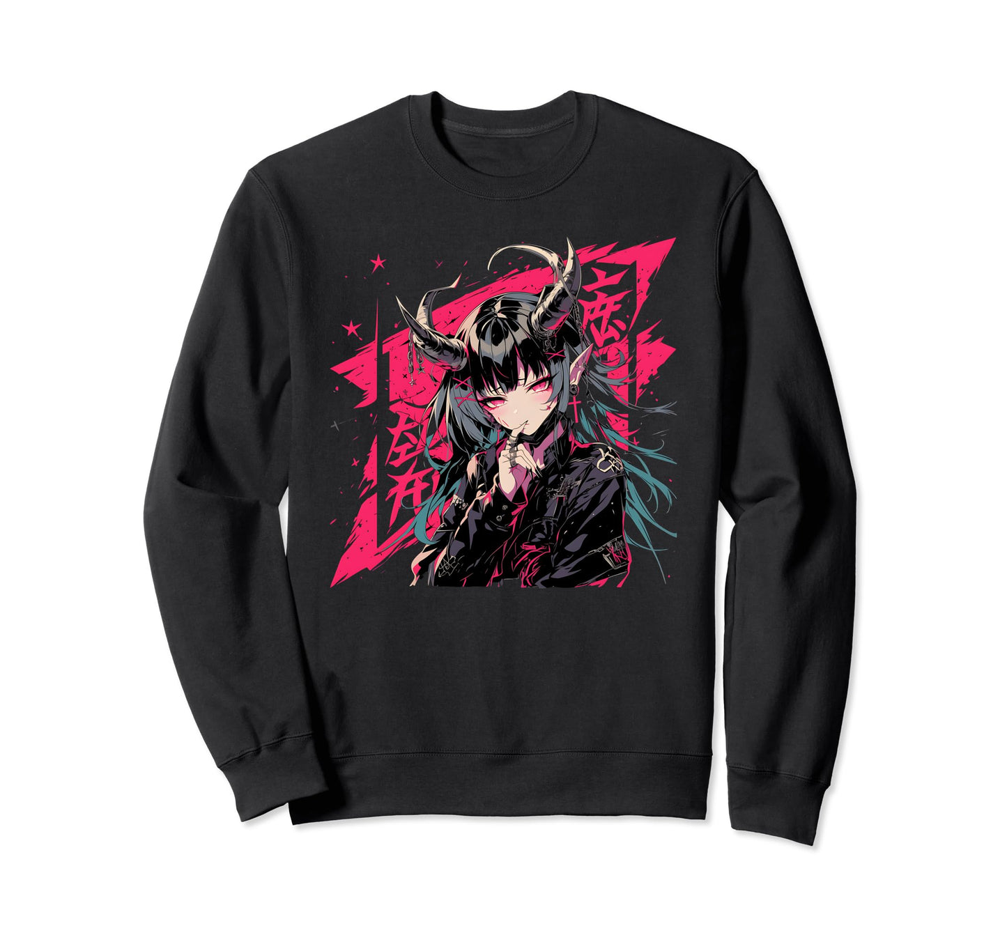 Goth Grunge Demon Anime Waifu Horror Sweatshirt - Unique Graphic Unisex - T-Shirt, Sweatshirt, Hoodie