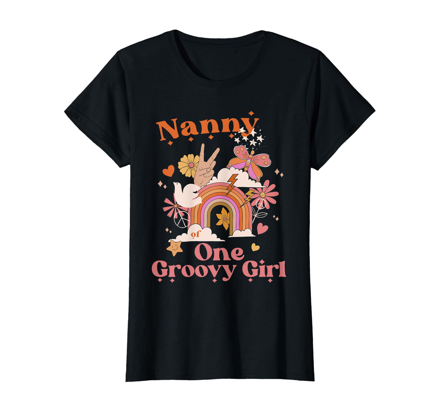 Nanny One Groovy Boho Hippie Rainbow T-Shirt - Minimalist Print Unisex - T-Shirt, Sweatshirt, Hoodie