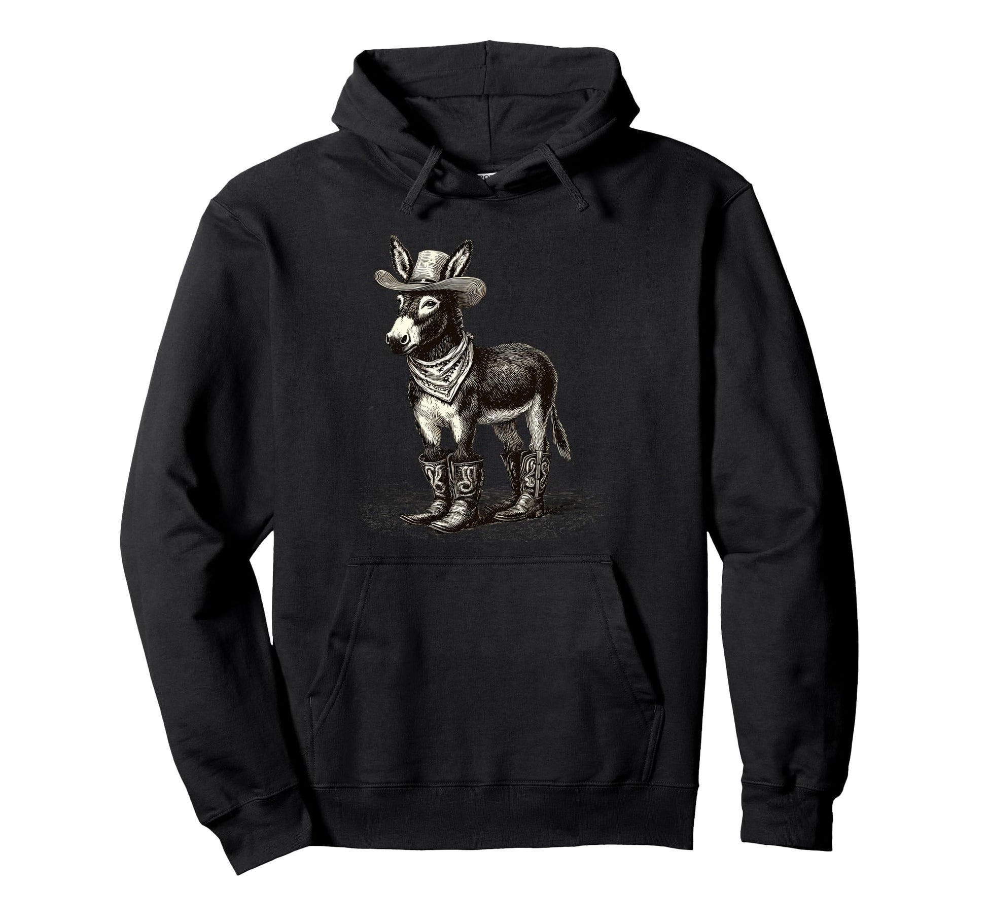 Country Cowboy Donkey Rodeo Cowgirl Hoodie - Trendy Graphic for Adults - T-Shirt, Sweatshirt, Hoodie
