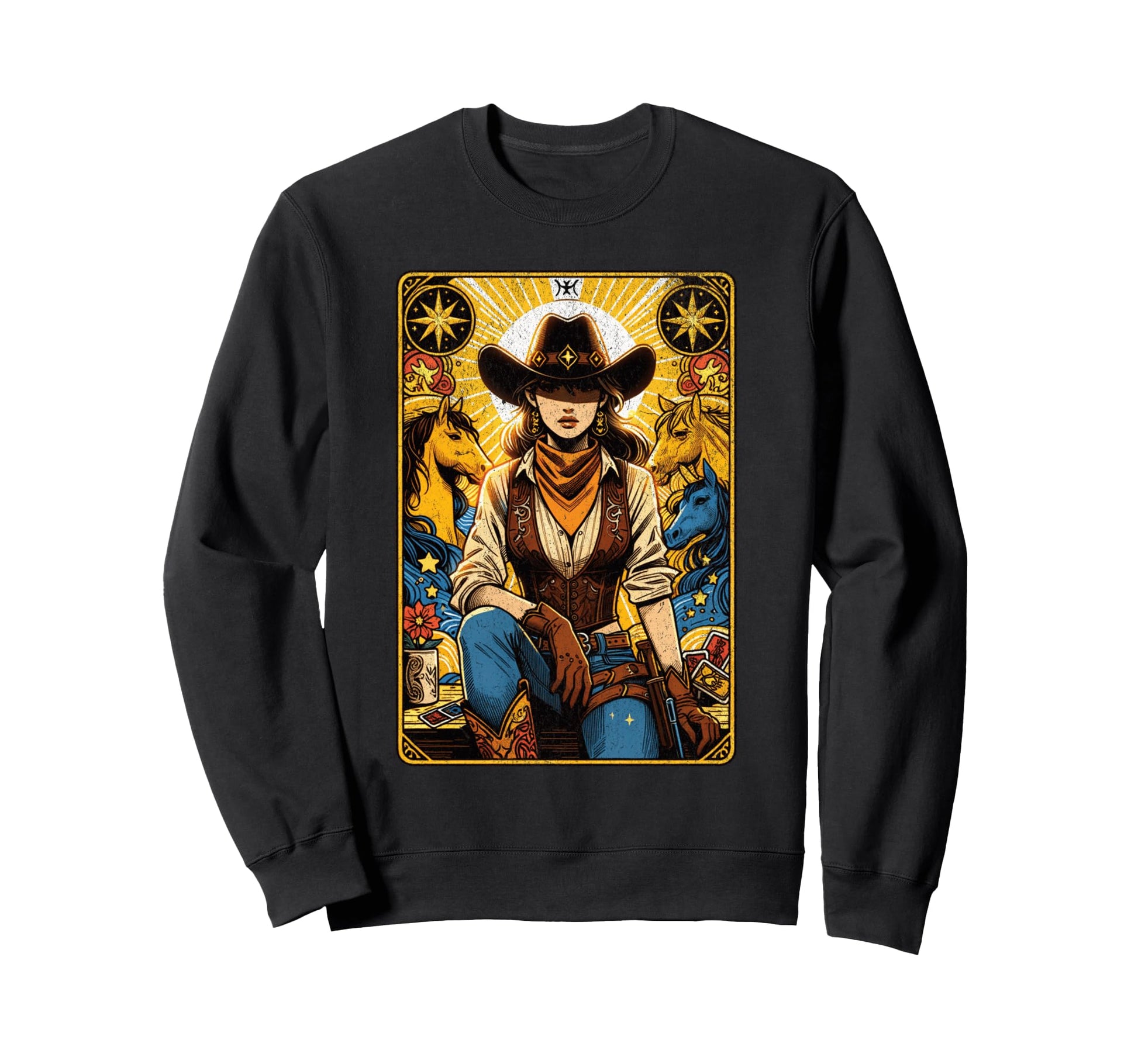Cowgirl Tarot Card Western Sweatshirt - Casual Everyday Wear for Adults - T-Shirt, Sweatshirt, Hoodie