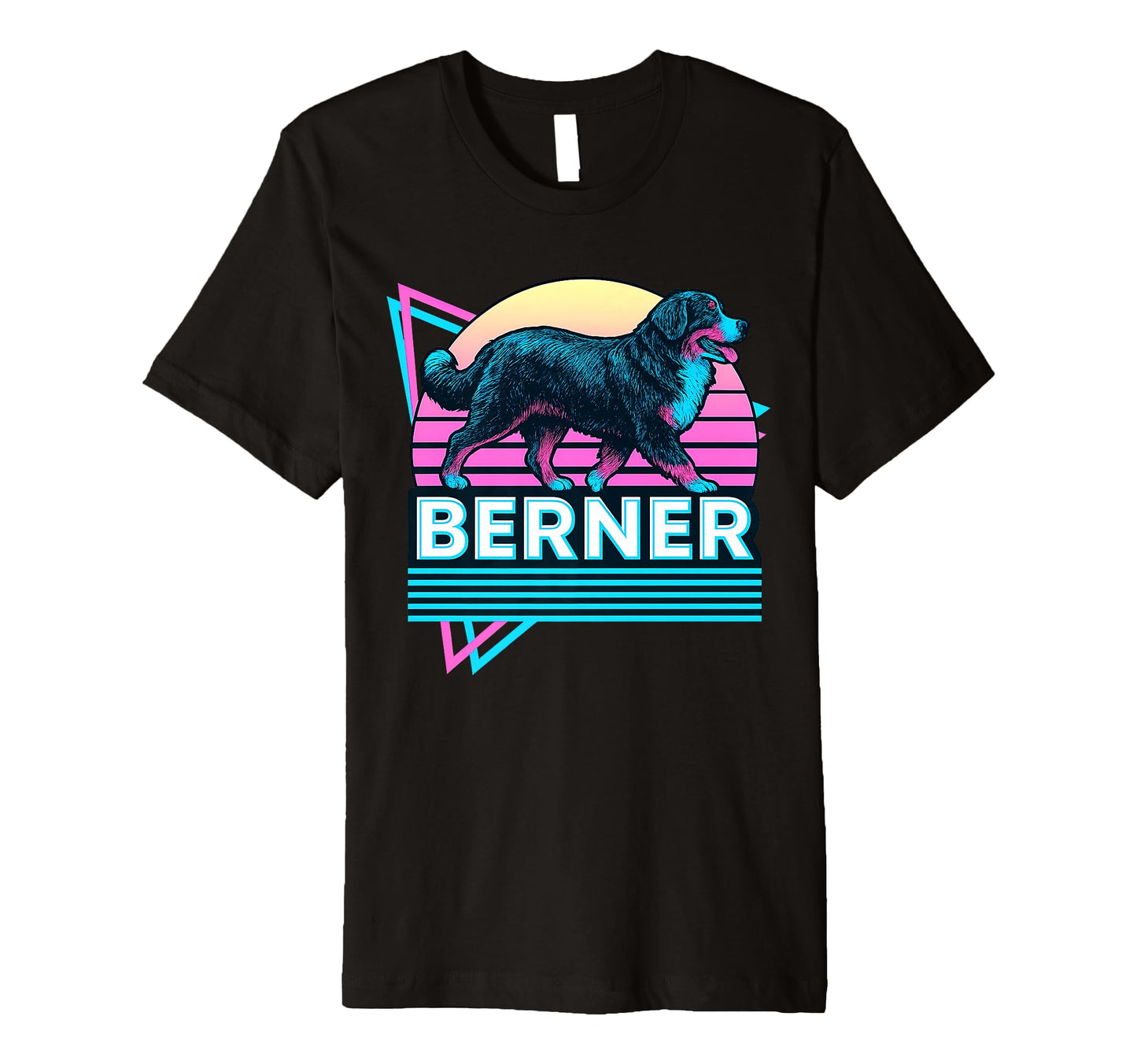 Bernese Mountain Dog Synthwave T-Shirt - Streetwear Style for Adults - T-Shirt, Sweatshirt, Hoodie