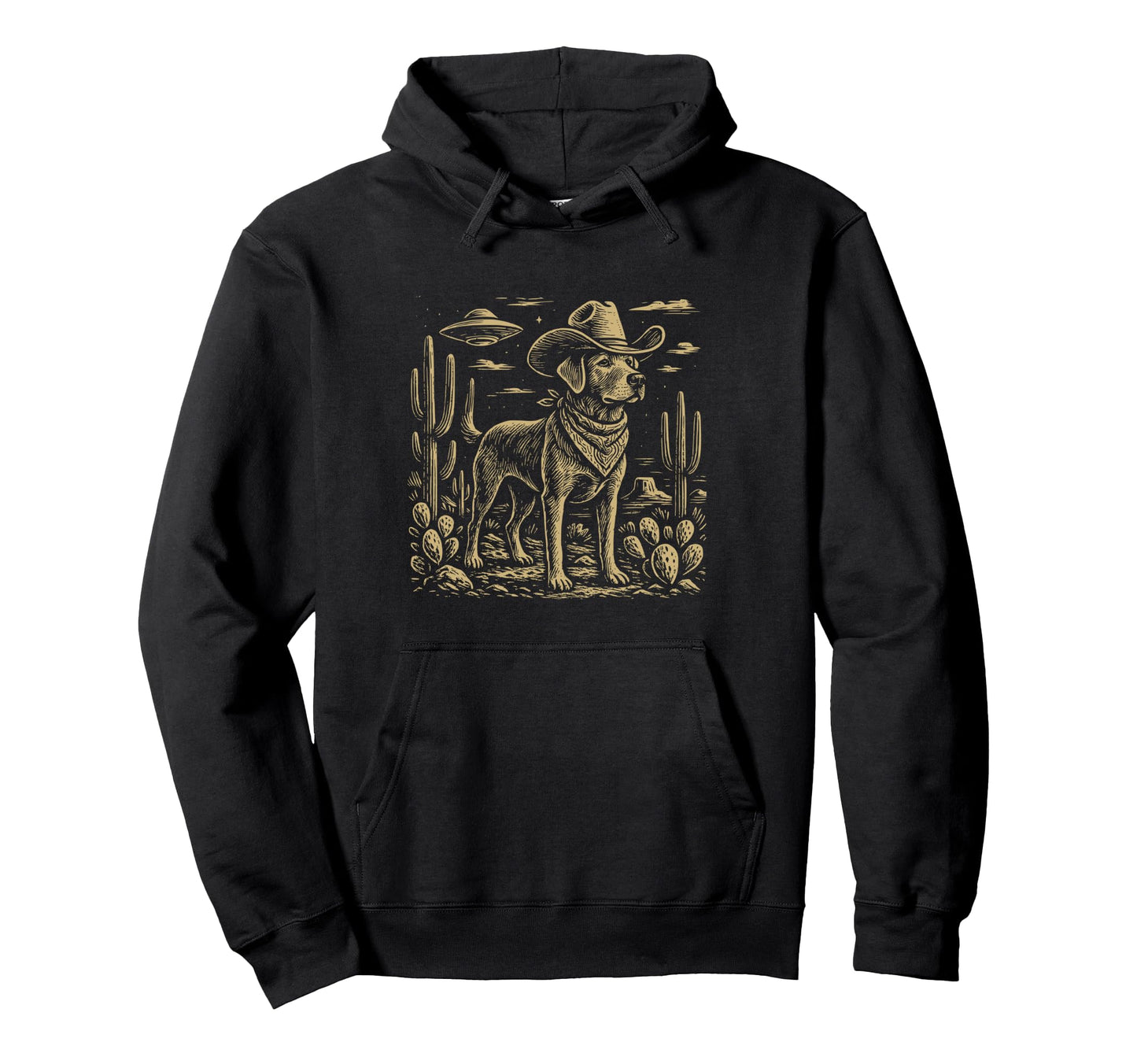 Western Labrador Cowboy Ufo Dog Hoodie - Trendy Graphic Unisex - T-Shirt, Sweatshirt, Hoodie