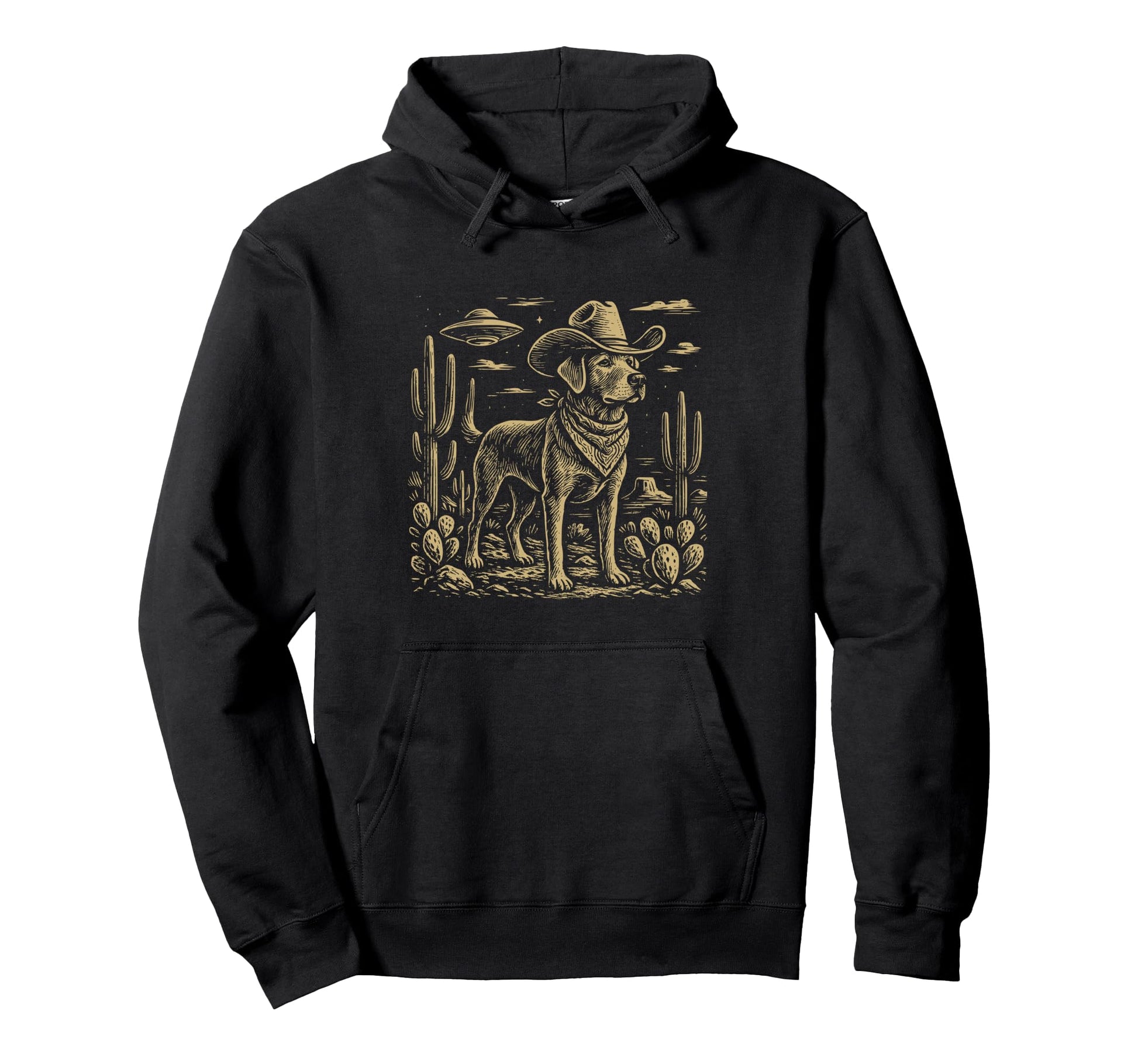 Western Labrador Cowboy Ufo Dog Hoodie - Trendy Graphic Unisex - T-Shirt, Sweatshirt, Hoodie