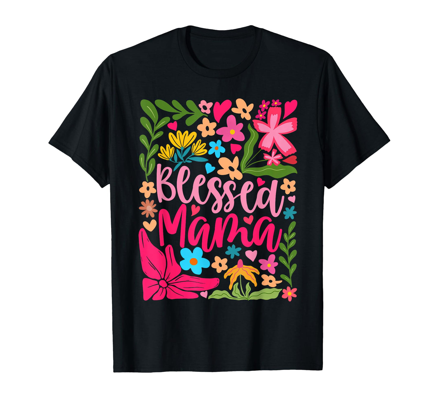 Blessed Mama Boho Flowers Floral T-Shirt - Casual Everyday Wear for Adults - T-Shirt, Sweatshirt, Hoodie