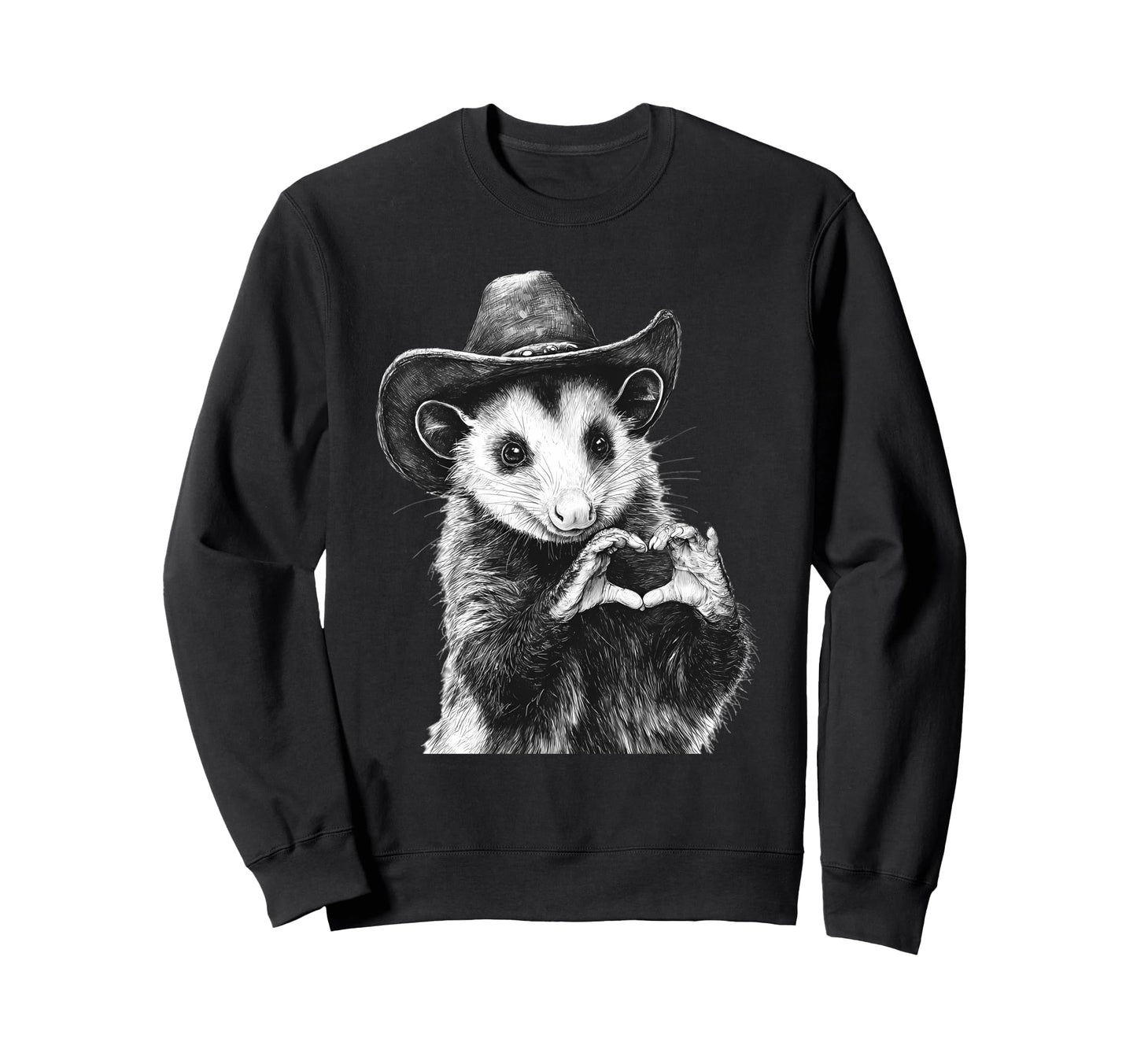 Country Cowboy Opossum Rodeo Cowgirl Sweatshirt - Graphic Print for Adults - T-Shirt, Sweatshirt, Hoodie