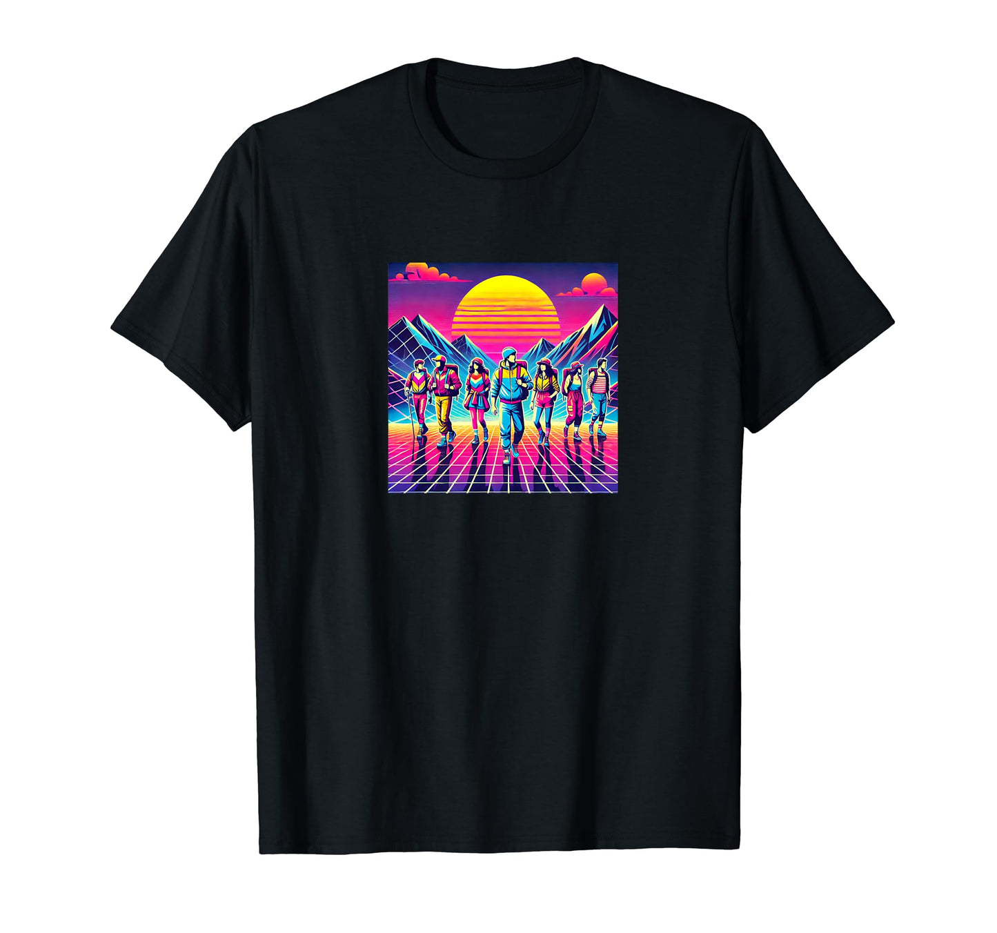 Colorful Synthwave 80S Hiking T-Shirt - Streetwear Style Men Women - T-Shirt, Sweatshirt, Hoodie