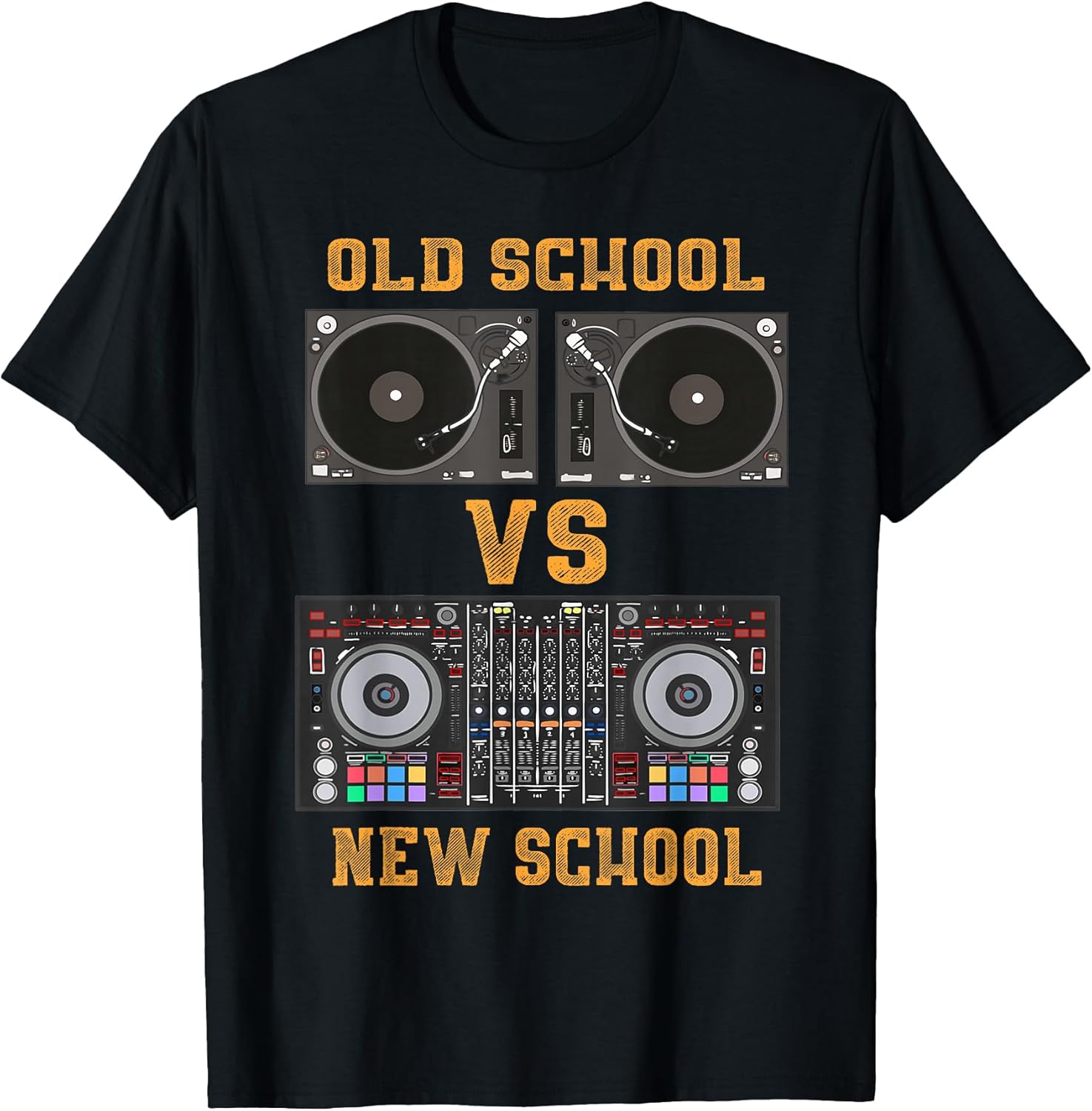 Old School DJ VS New Gifts For Men - Adult & Kids T-Shirts, Sweatshirts & Hoodies apparel design preview 1