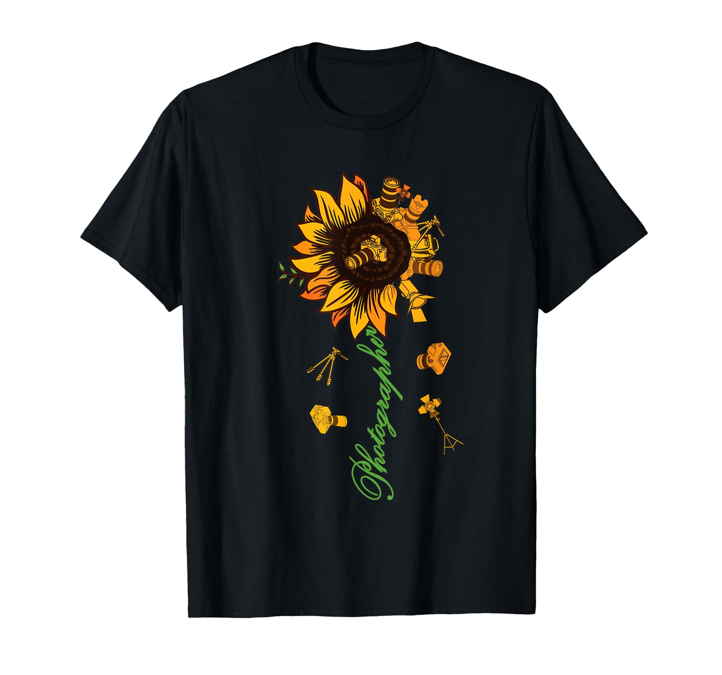 Funny Sunflower Photographer Camera T-Shirt - Unique Graphic Unisex - T-Shirt, Sweatshirt, Hoodie