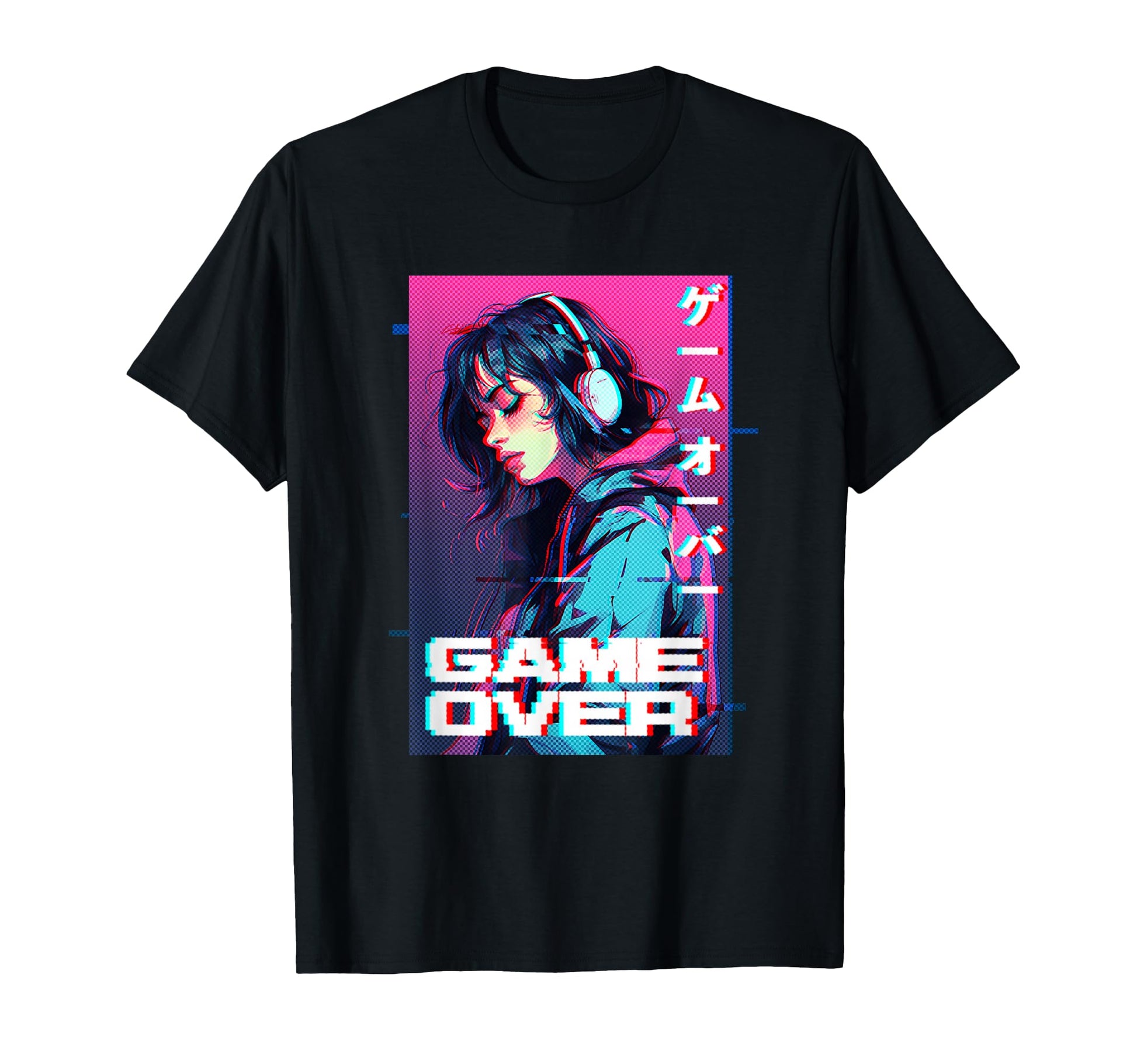 Sad Japanese Anime Game Over Vaporwave T-Shirt - Graphic Print for Adults - T-Shirt, Sweatshirt, Hoodie