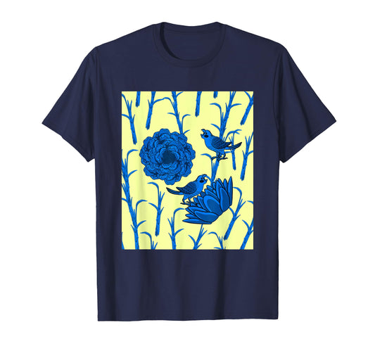 Blue Bird Floral Pattern Nature T-Shirt - Casual Everyday Wear for Adults - T-Shirt, Sweatshirt, Hoodie
