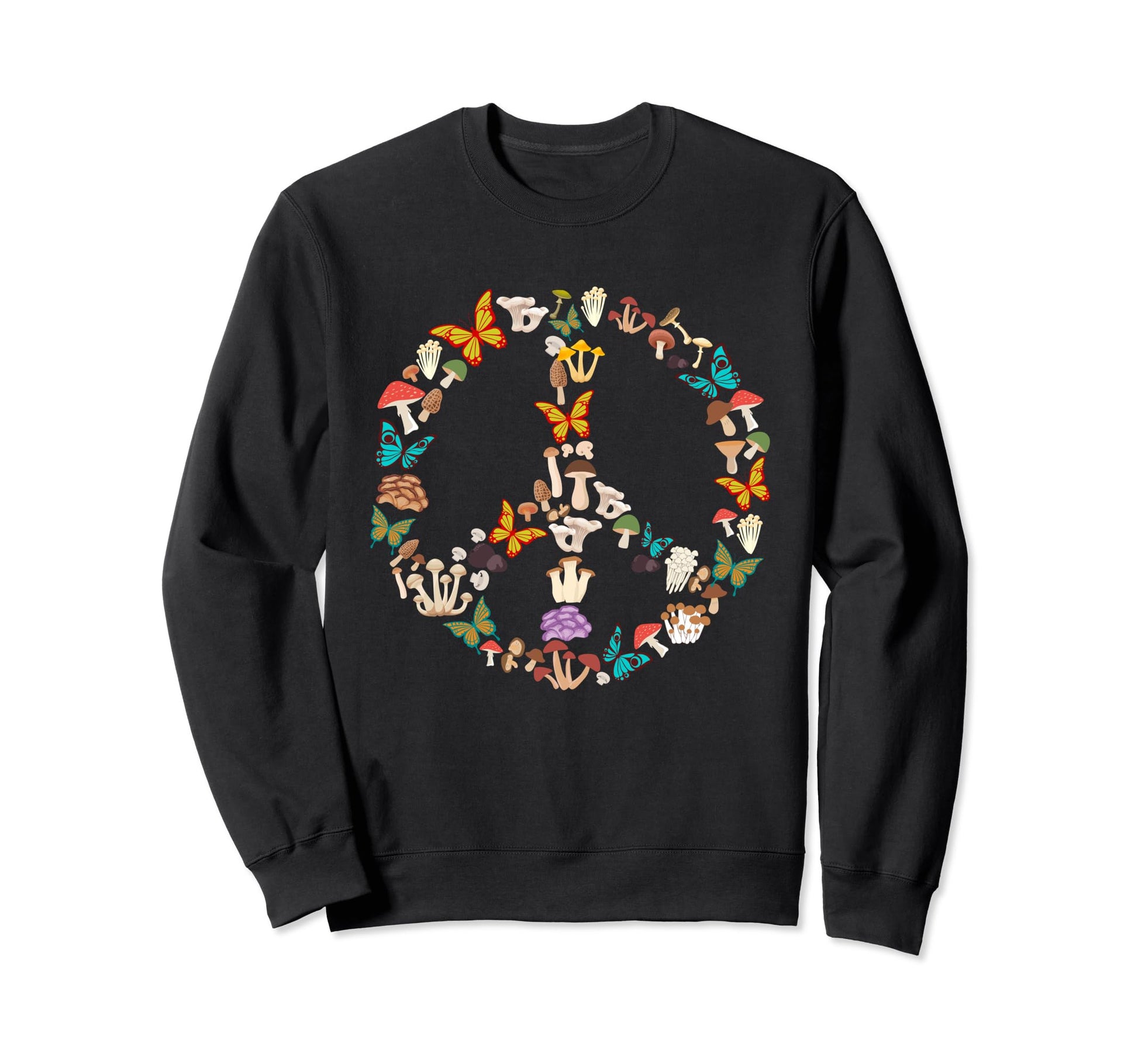 Funny Hippie Peace Sign Mushroom Sweatshirt - Novelty Apparel Unisex - T-Shirt, Sweatshirt, Hoodie