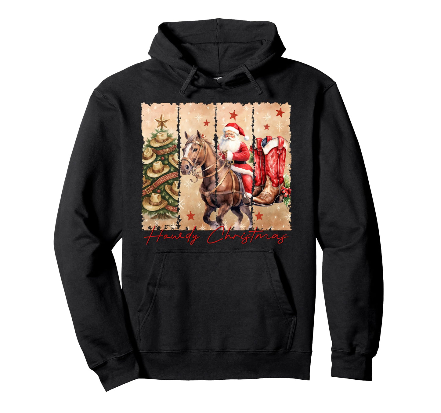 Cowboy Howdy Santa Western Cowgirl Hoodie - Casual Everyday Wear for Adults - T-Shirt, Sweatshirt, Hoodie