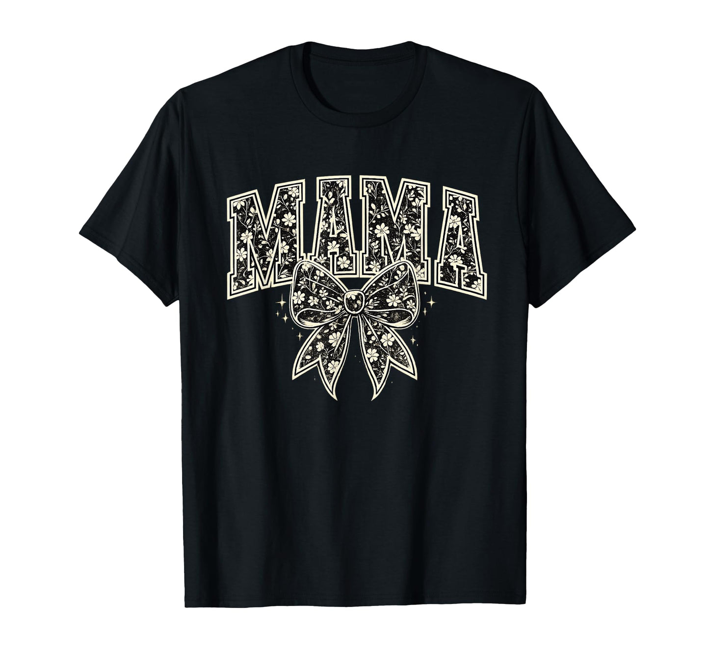 Mama Floral Bow Varsity Typography T-Shirt - Graphic Print for Adults - T-Shirt, Sweatshirt, Hoodie