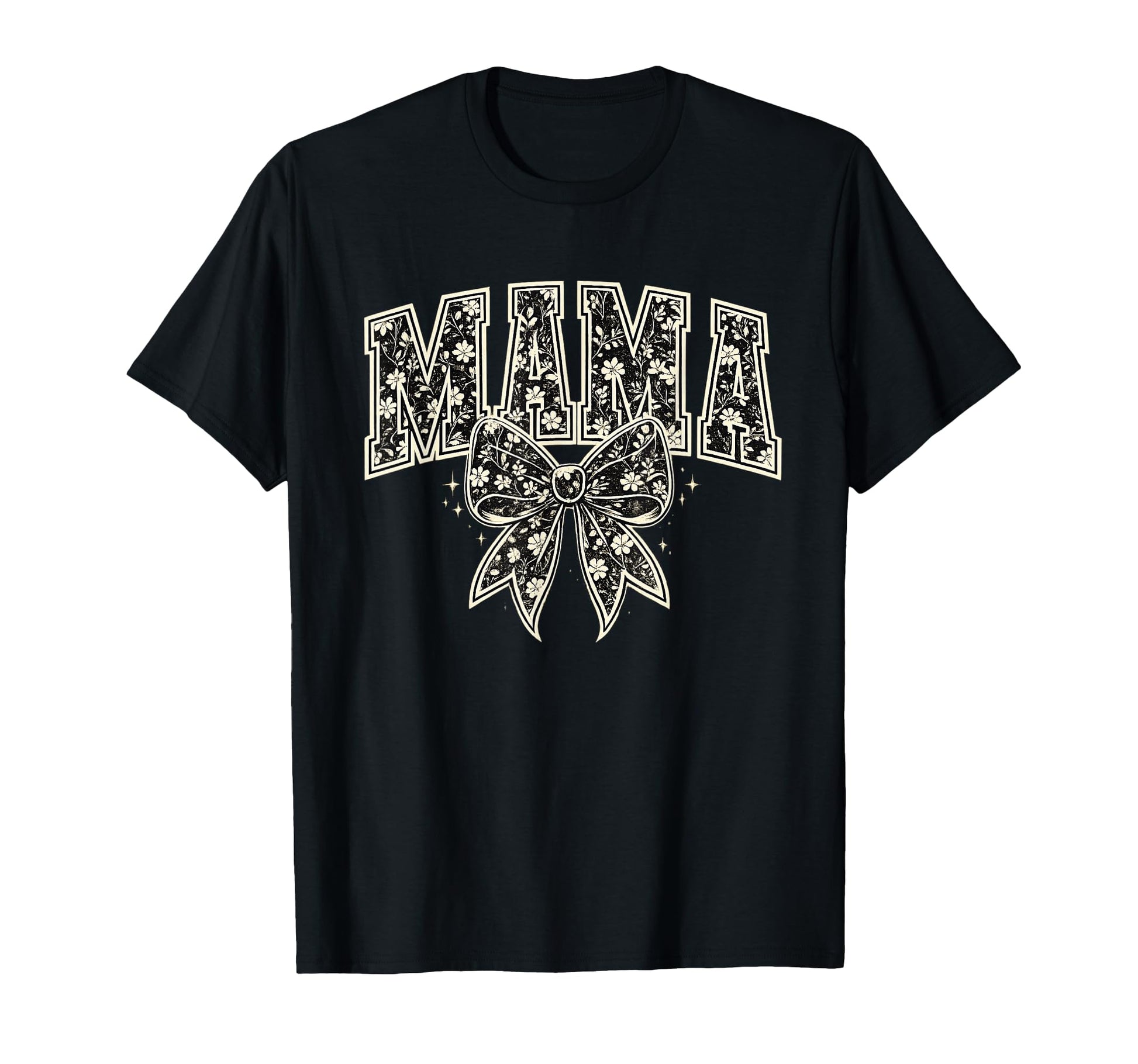 Mama Floral Bow Varsity Typography T-Shirt - Graphic Print for Adults - T-Shirt, Sweatshirt, Hoodie