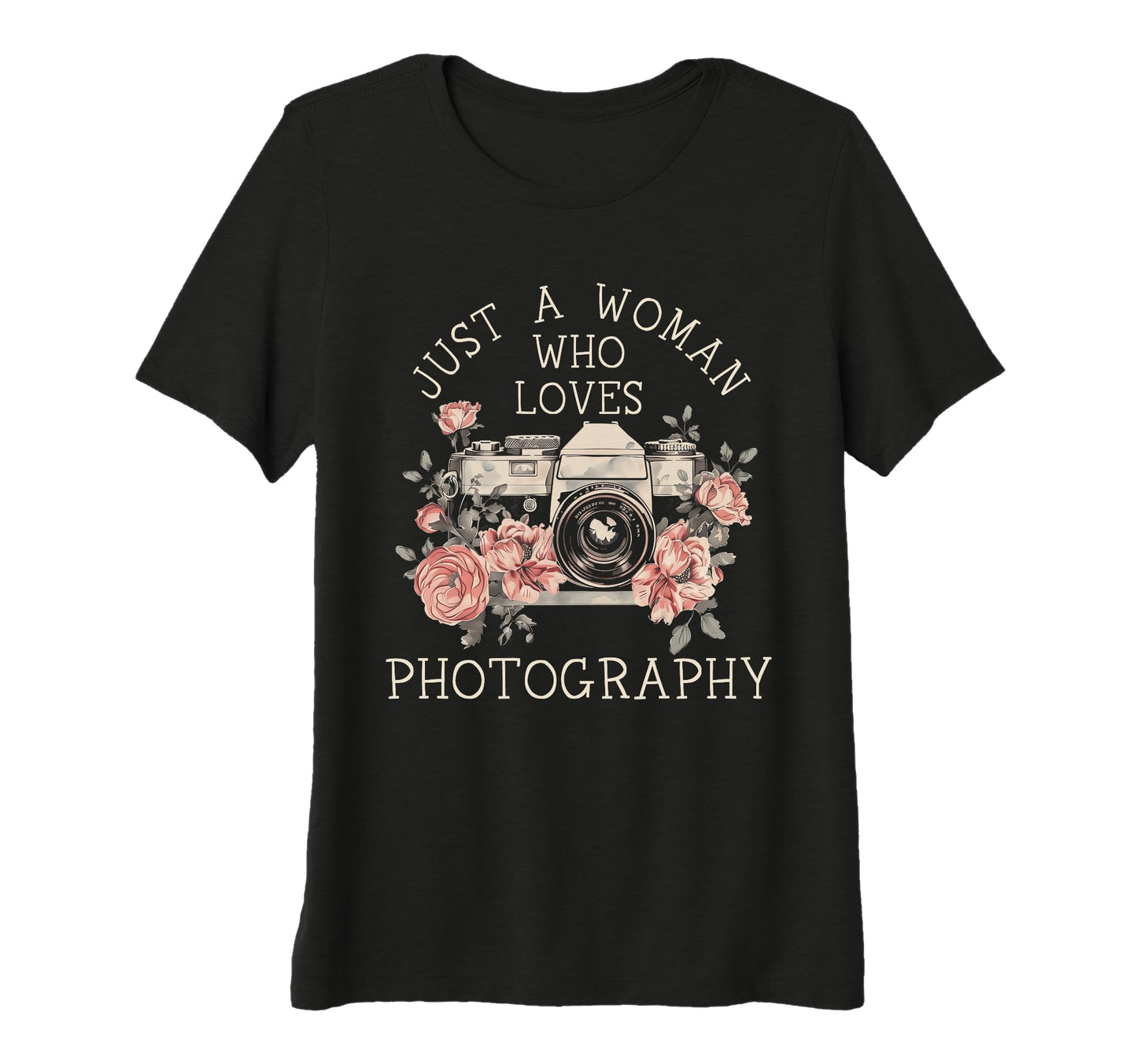 Womens Photographer Camera Flowers T-Shirt - Custom Art Print for Adults - T-Shirt, Sweatshirt, Hoodie