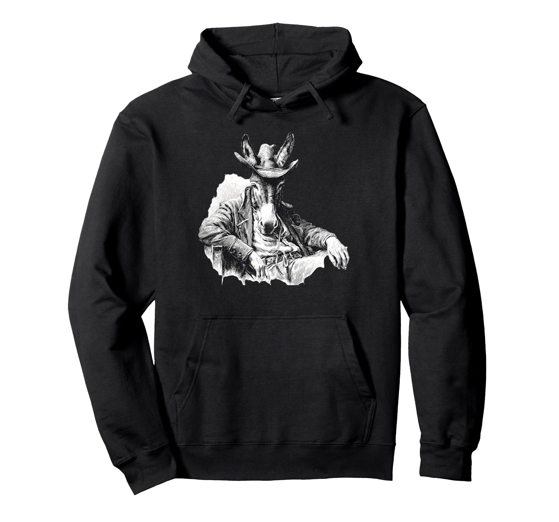 Donkey Cowboy Rodeo Cowgirl Western Hoodie - Custom Art Print Unisex - T-Shirt, Sweatshirt, Hoodie
