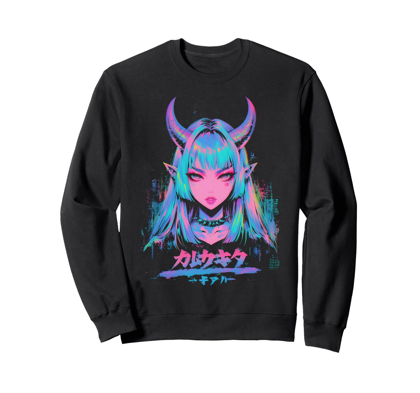 Goth Grunge Demon Anime Waifu Horror Alt Sweatshirt - Graphic Print Unisex - T-Shirt, Sweatshirt, Hoodie