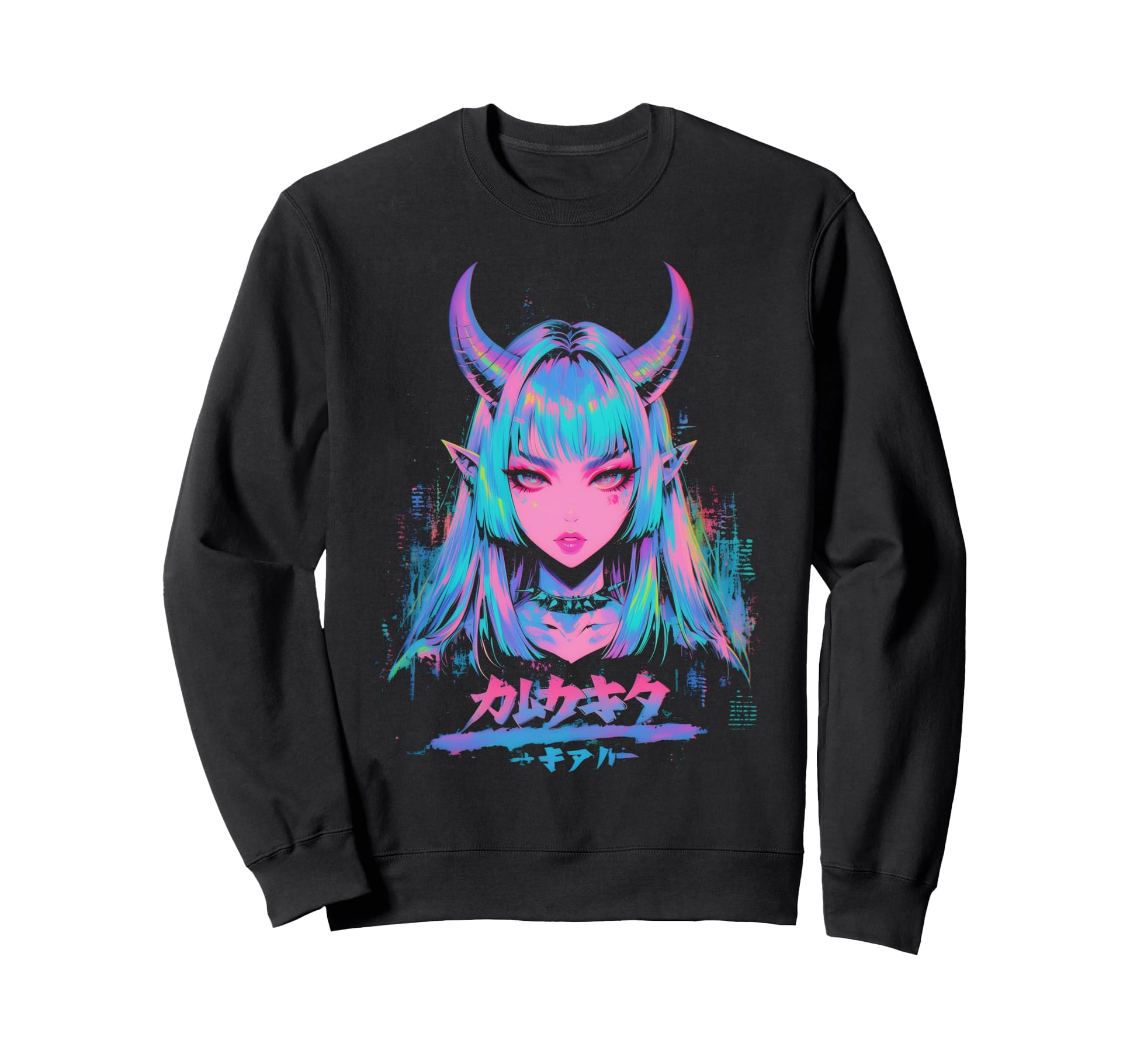 Goth Grunge Demon Anime Waifu Horror Alt Sweatshirt - Graphic Print Unisex - T-Shirt, Sweatshirt, Hoodie