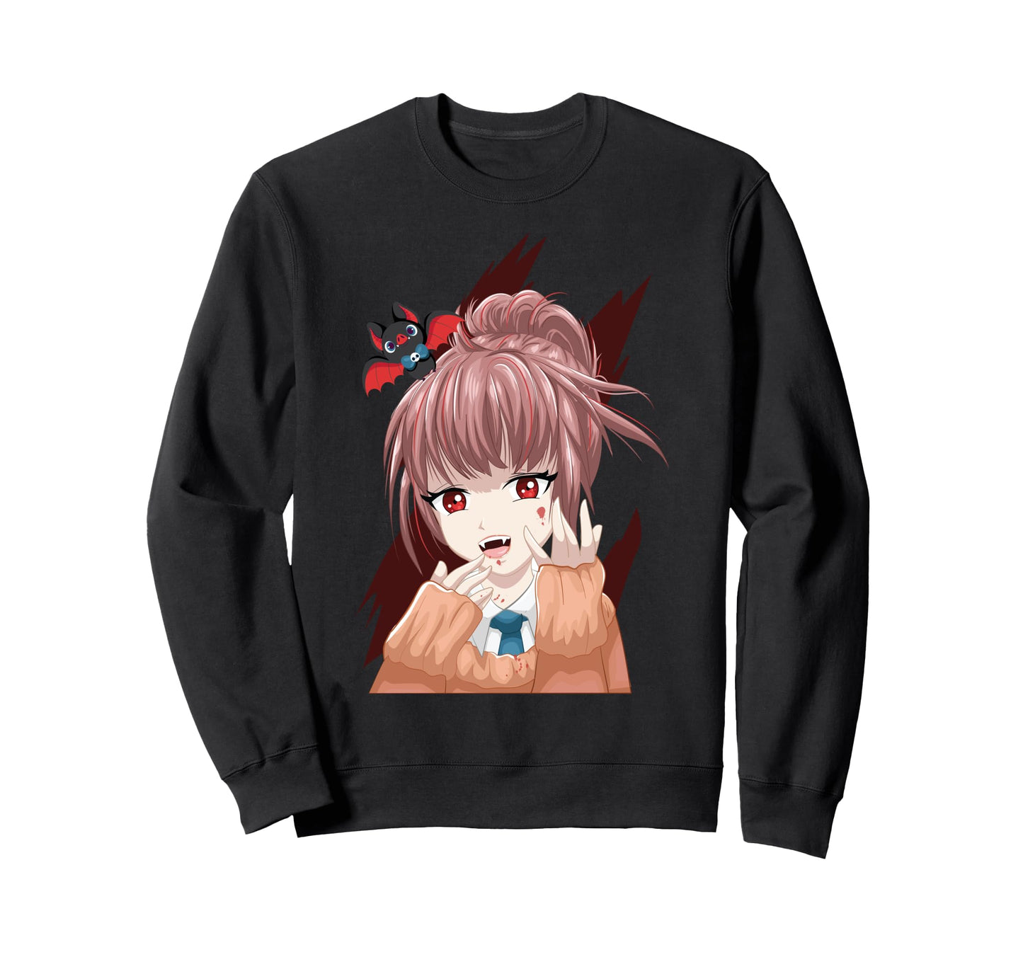 Anime Vampire Bat Japanese Sweatshirt - Graphic Print for Adults - T-Shirt, Sweatshirt, Hoodie