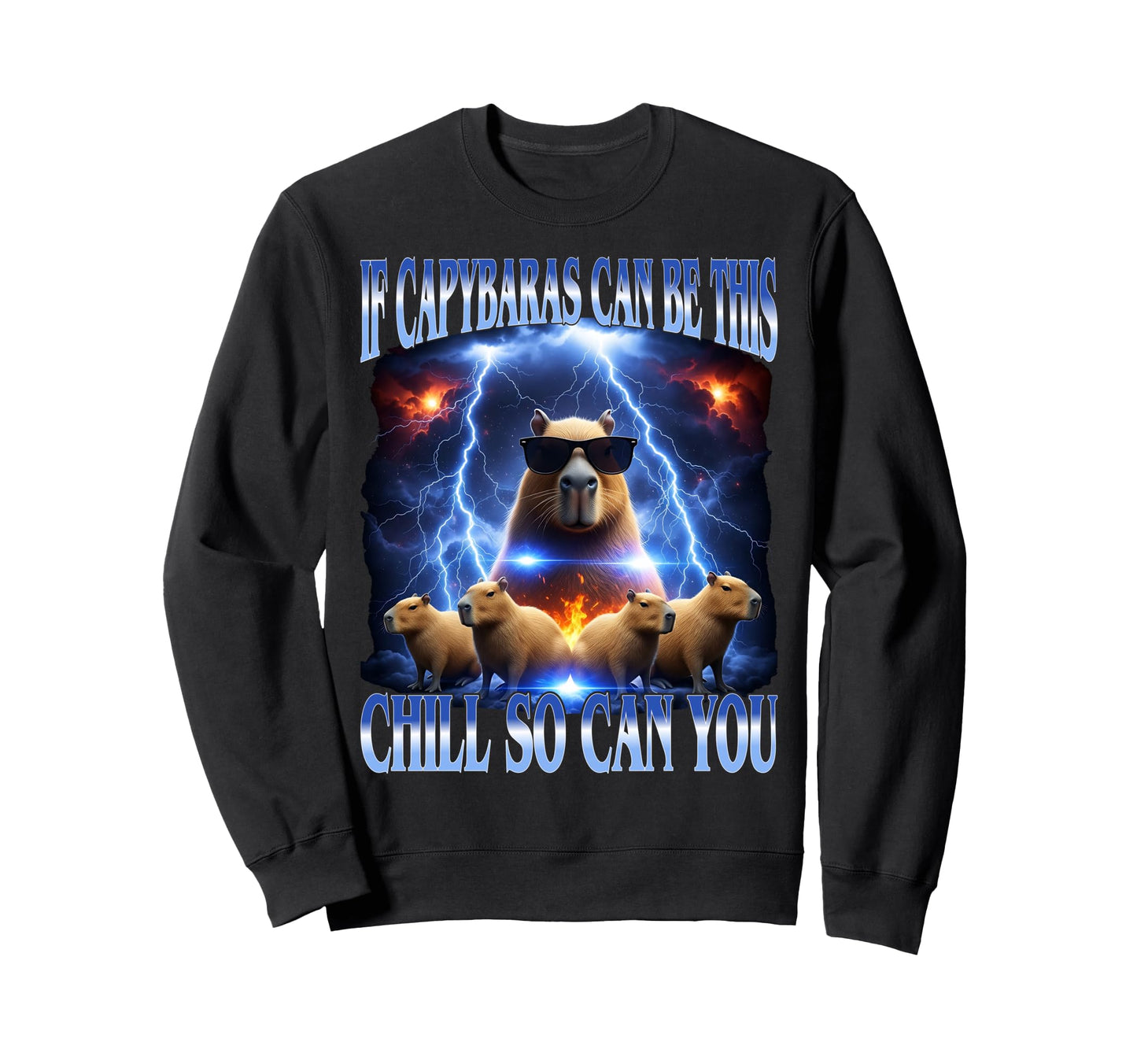 Chill Capybara Bootleg Vaporwave Sweatshirt - Fun Novelty Design Unisex - T-Shirt, Sweatshirt, Hoodie
