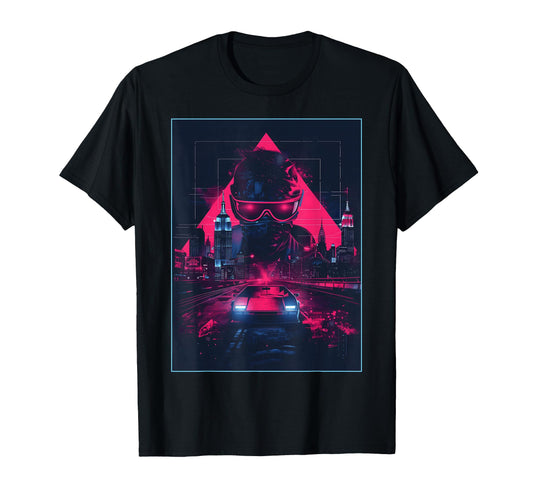 1980S 1990S Sunglasses Car Skyline Retrowave T-Shirt - Graphic Print Unisex - T-Shirt, Sweatshirt, Hoodie
