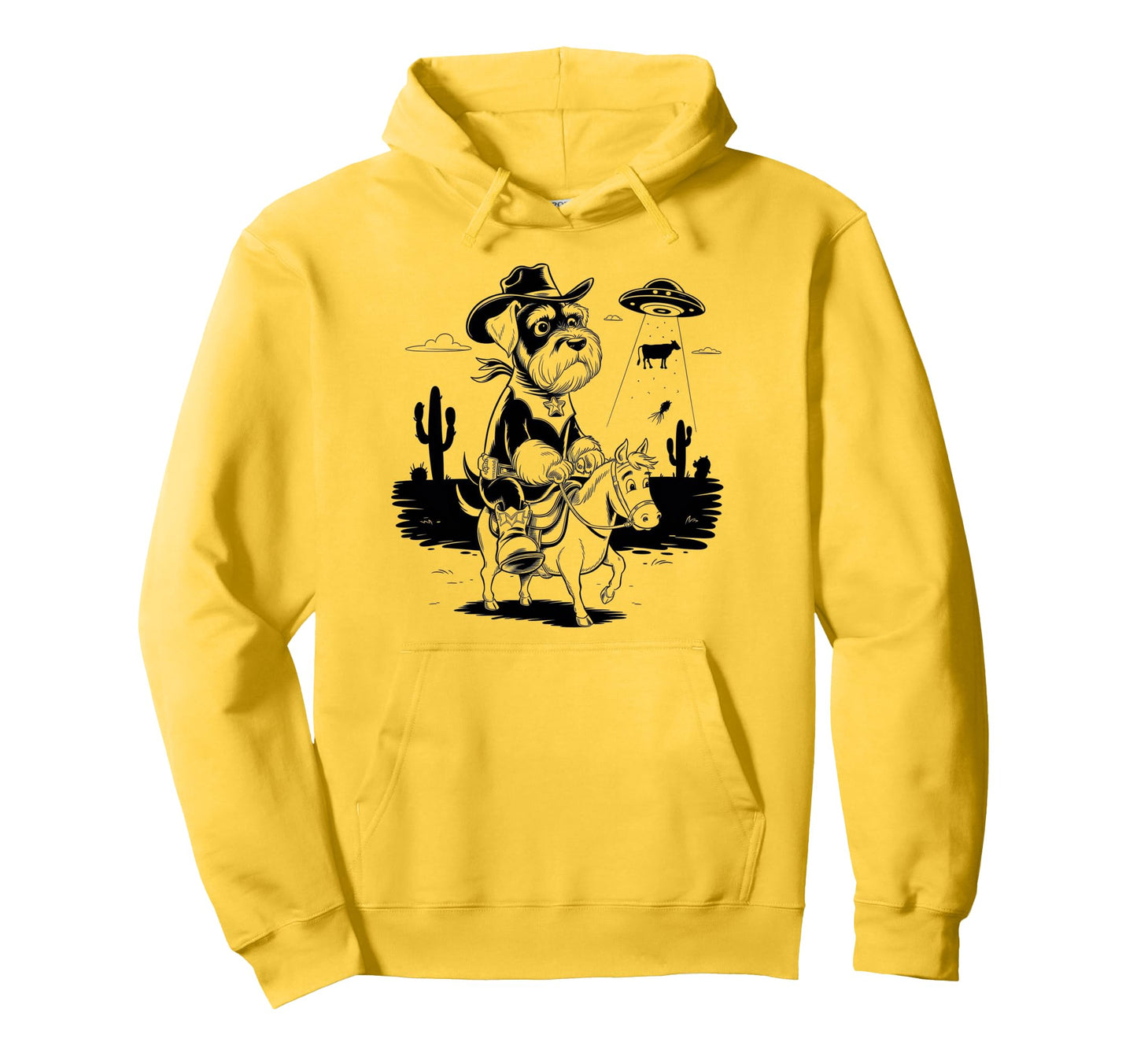Schnauzer Schnauzer Ufo Western Hoodie - Streetwear Style Unisex - T-Shirt, Sweatshirt, Hoodie