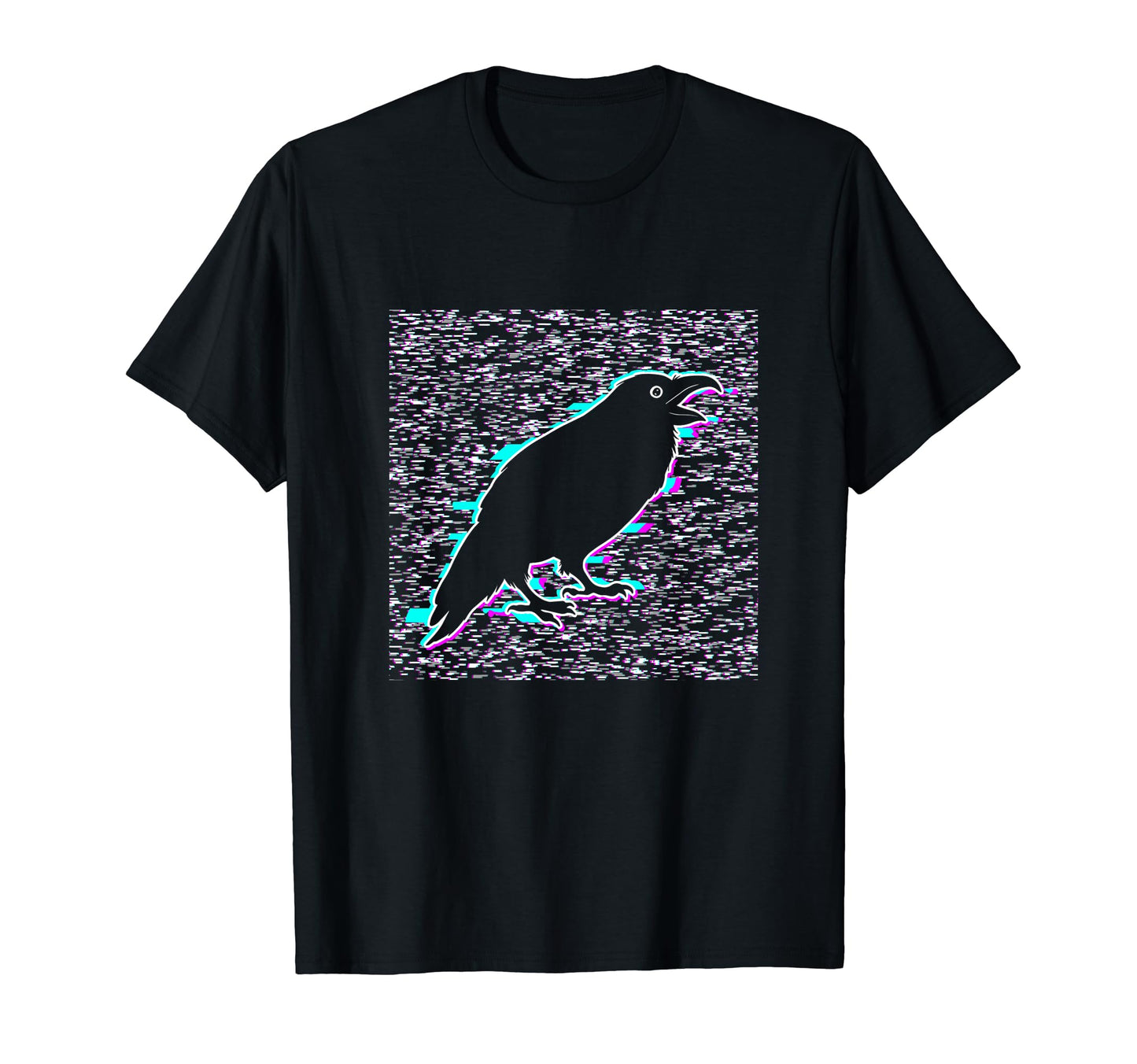 Pixelated Raven Noise Crow Vaporwave T-Shirt - Trendy Graphic for Adults - T-Shirt, Sweatshirt, Hoodie