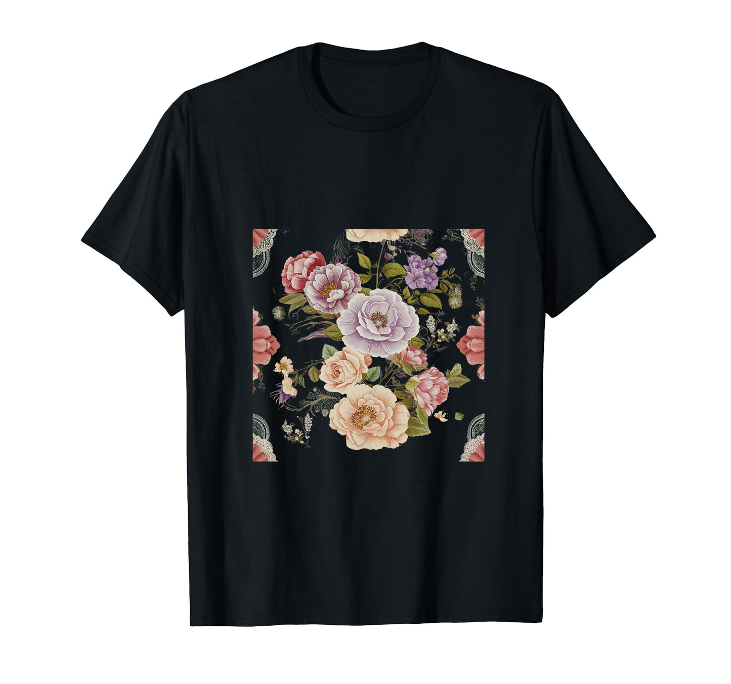 Flowers Peonie Floral Pattern Victorian T-Shirt - Unique Graphic Men Women - T-Shirt, Sweatshirt, Hoodie
