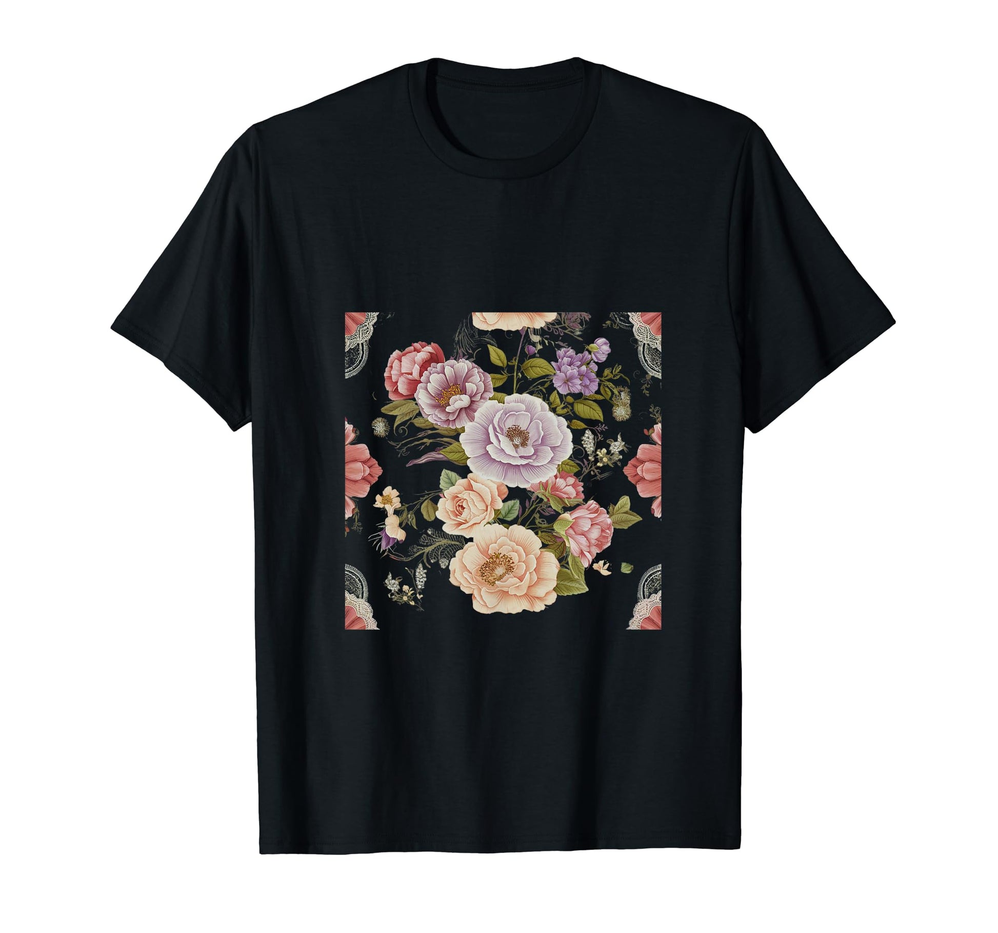 Flowers Peonie Floral Pattern Victorian T-Shirt - Unique Graphic Men Women - T-Shirt, Sweatshirt, Hoodie