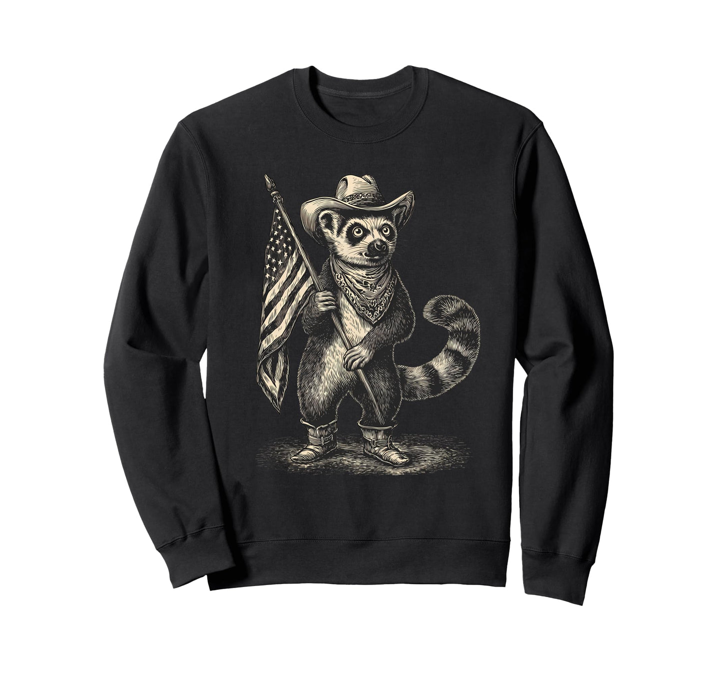 Country Cowboy Lemur Rodeo Sweatshirt - Casual Everyday Wear for Adults - T-Shirt, Sweatshirt, Hoodie