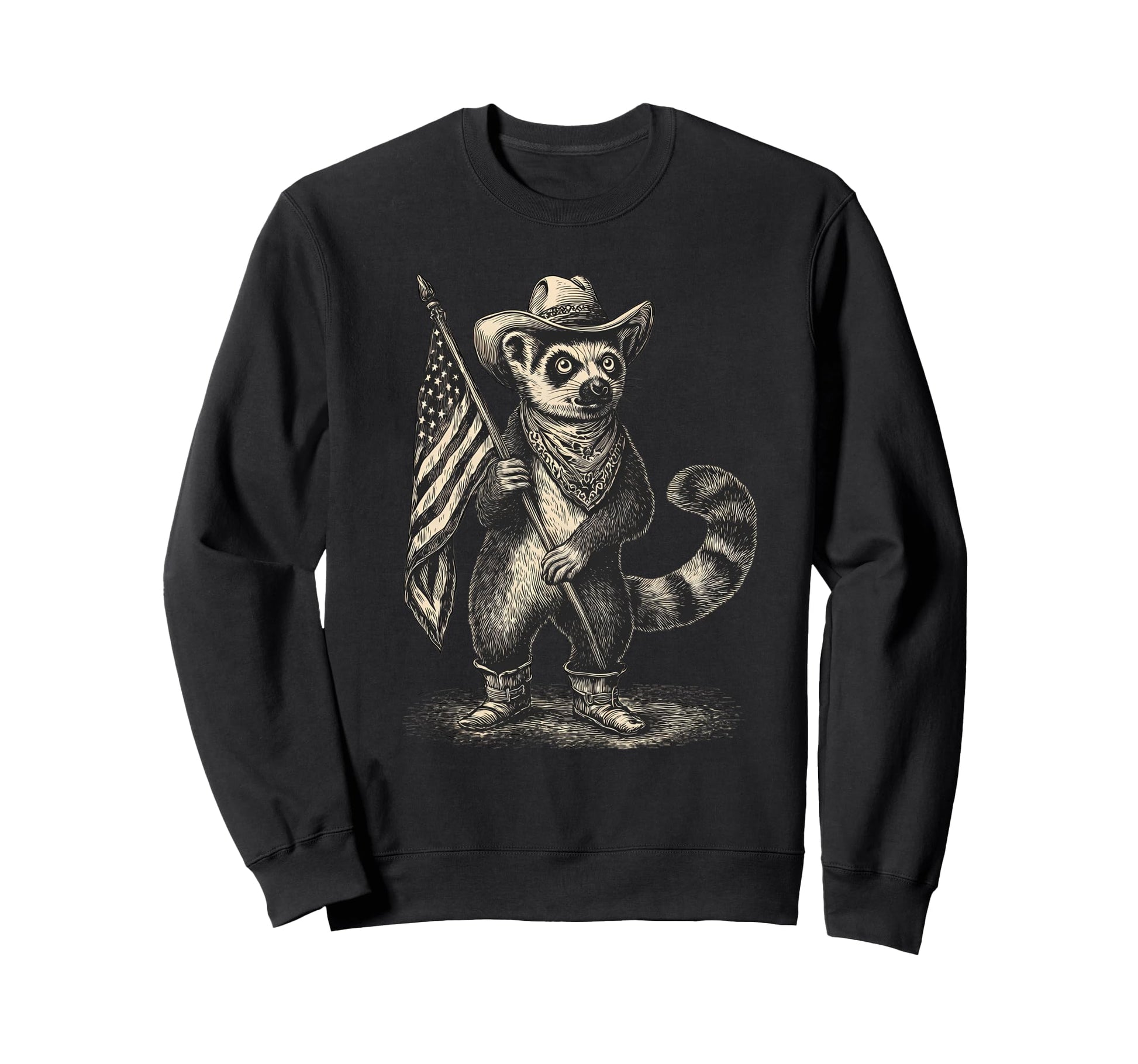 Country Cowboy Lemur Rodeo Sweatshirt - Casual Everyday Wear for Adults - T-Shirt, Sweatshirt, Hoodie