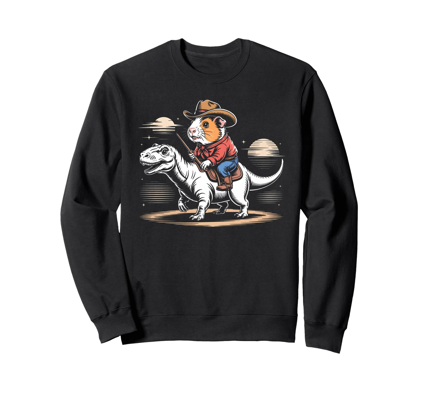 Guinea Pig Cowboy Dinosaur Sweatshirt - Streetwear Style Men Women - T-Shirt, Sweatshirt, Hoodie