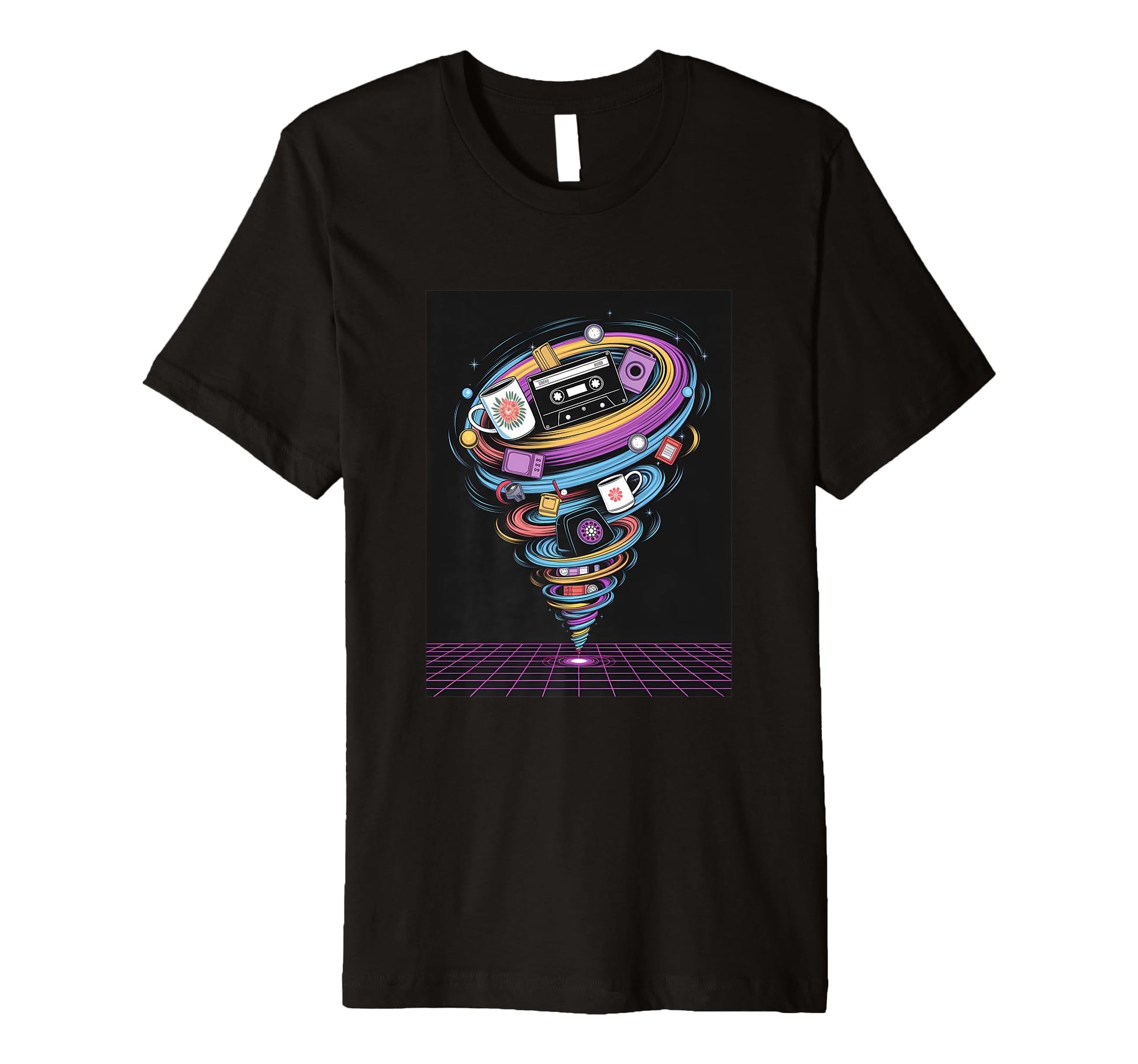 Tape Vortex Surreal 80S Vaporwave T-Shirt - Fun Novelty Design for Adults - T-Shirt, Sweatshirt, Hoodie