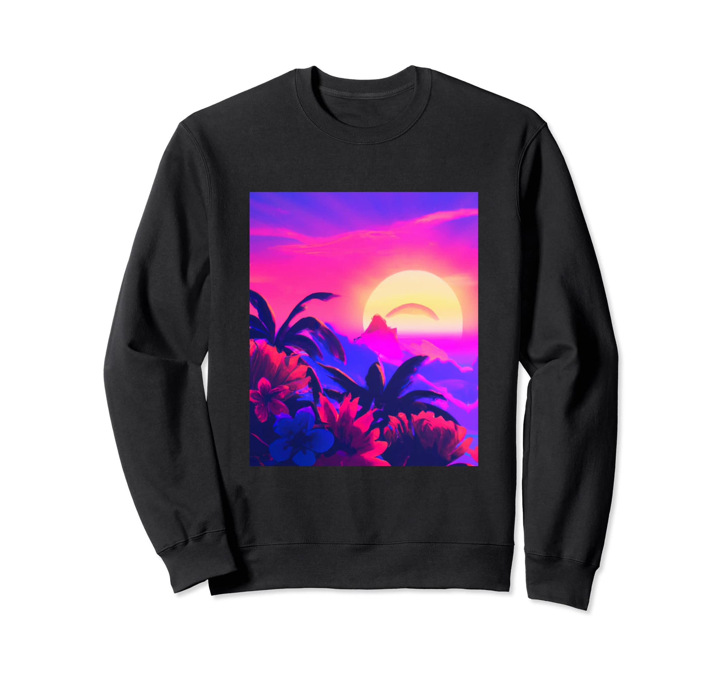 Hawaii Vaporwave Sunset Synthwave Sweatshirt - Unique Graphic Unisex - T-Shirt, Sweatshirt, Hoodie