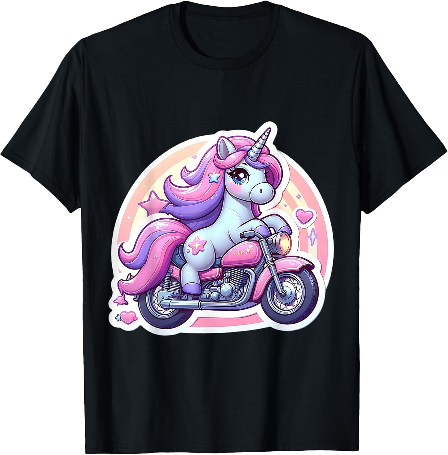 Cute Unicorn Riding Classic Motorcycle Merch - Adult & Kids T-Shirts, Sweatshirts & Hoodies apparel design preview 1
