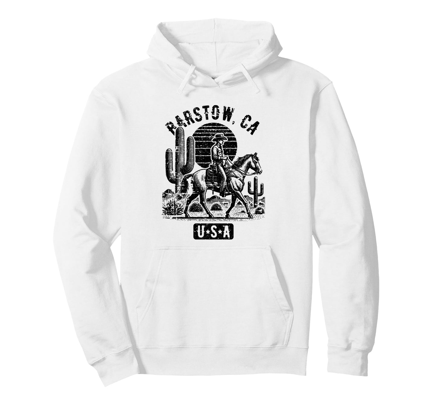 Barstow California Usa Cowboy Horse Hoodie - Fun Novelty Design for Adults - T-Shirt, Sweatshirt, Hoodie