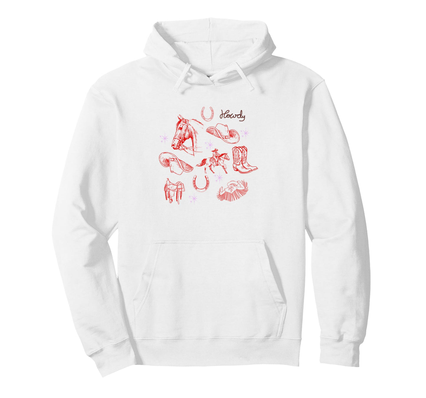 Red Western Cowboy Collage Old Hoodie - Aesthetic Graphic for Adults - T-Shirt, Sweatshirt, Hoodie