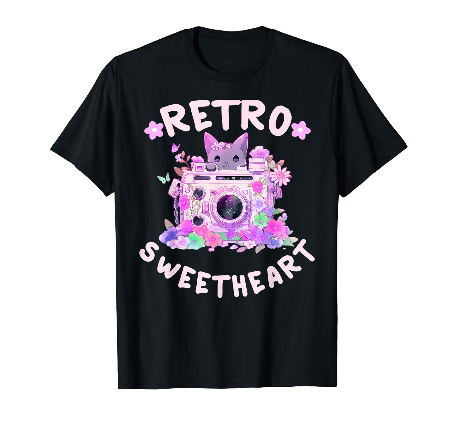 Sweetheart Kawaii Floral Camera T-Shirt - Fun Novelty Design for Adults - T-Shirt, Sweatshirt, Hoodie