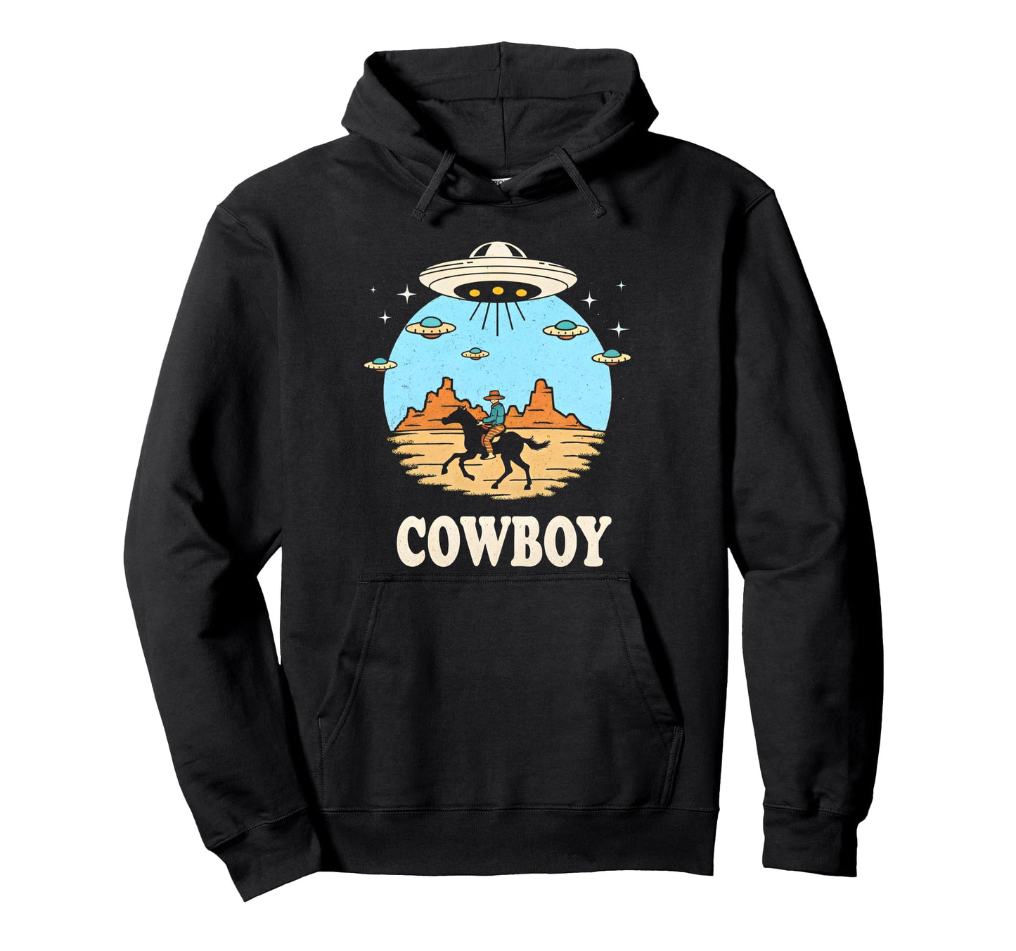 Space Western Sci Fi Cosmic Art Cowboy Hoodie - Graphic Print for Adults - T-Shirt, Sweatshirt, Hoodie
