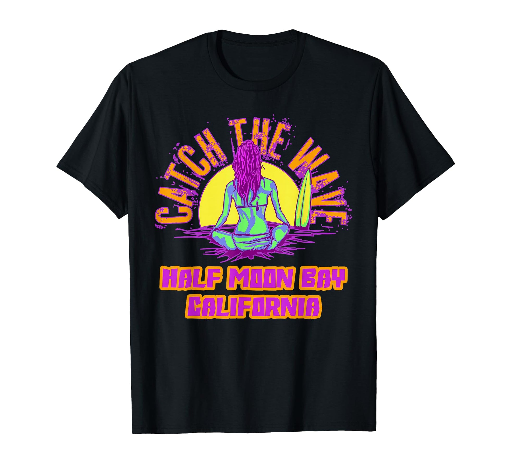 Half Moon Bay Surfing Vaporwave T-Shirt - Streetwear Style for Adults - T-Shirt, Sweatshirt, Hoodie
