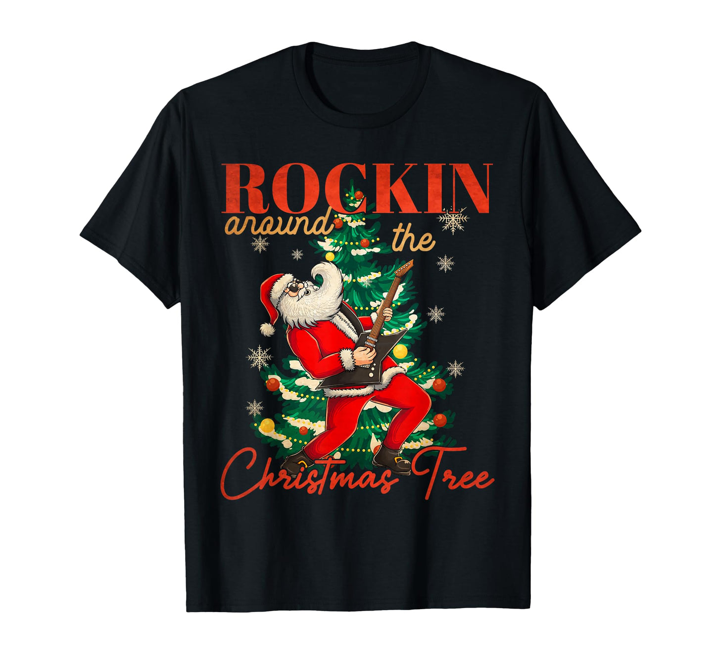 Rocking Around Tree Santa Rock And T-Shirt - Minimalist Print Men Women - T-Shirt, Sweatshirt, Hoodie