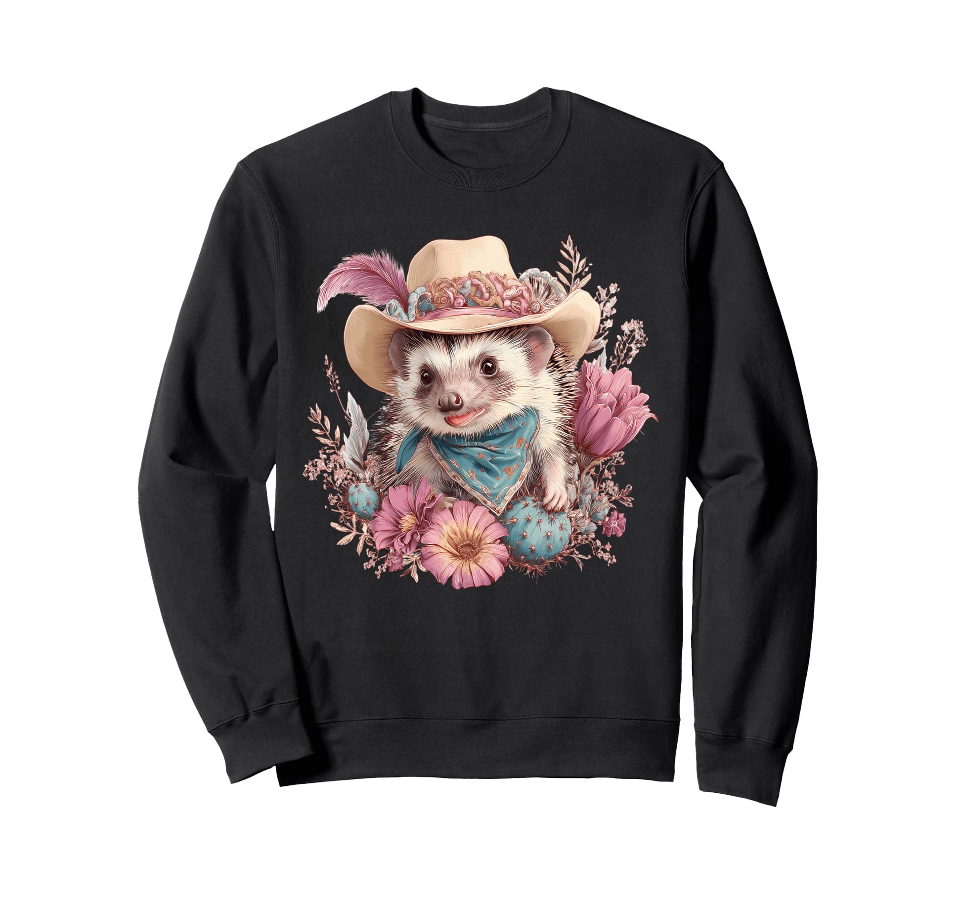 Country Cowboy Hedgehog Rodeo Sweatshirt - Aesthetic Graphic for Adults - T-Shirt, Sweatshirt, Hoodie