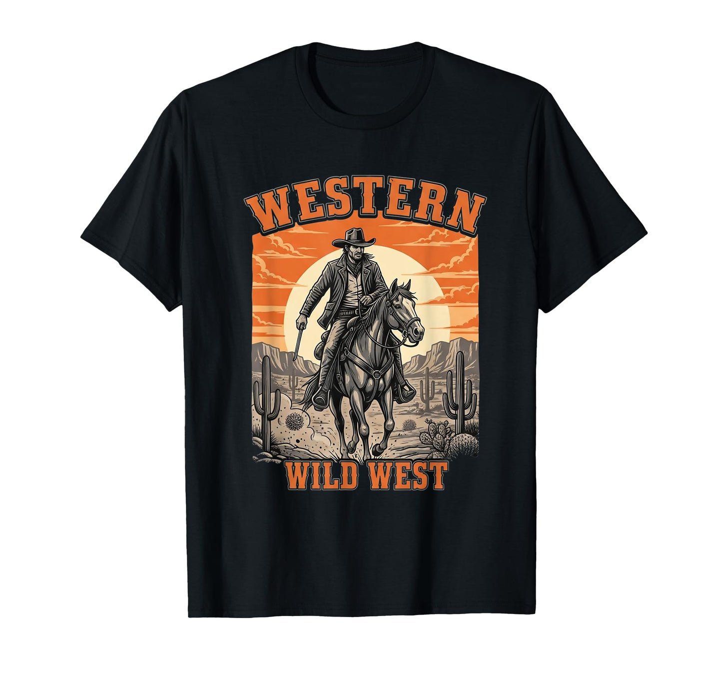 Western Wild West Cowboy Rider T-Shirt - Aesthetic Graphic for Adults - T-Shirt, Sweatshirt, Hoodie