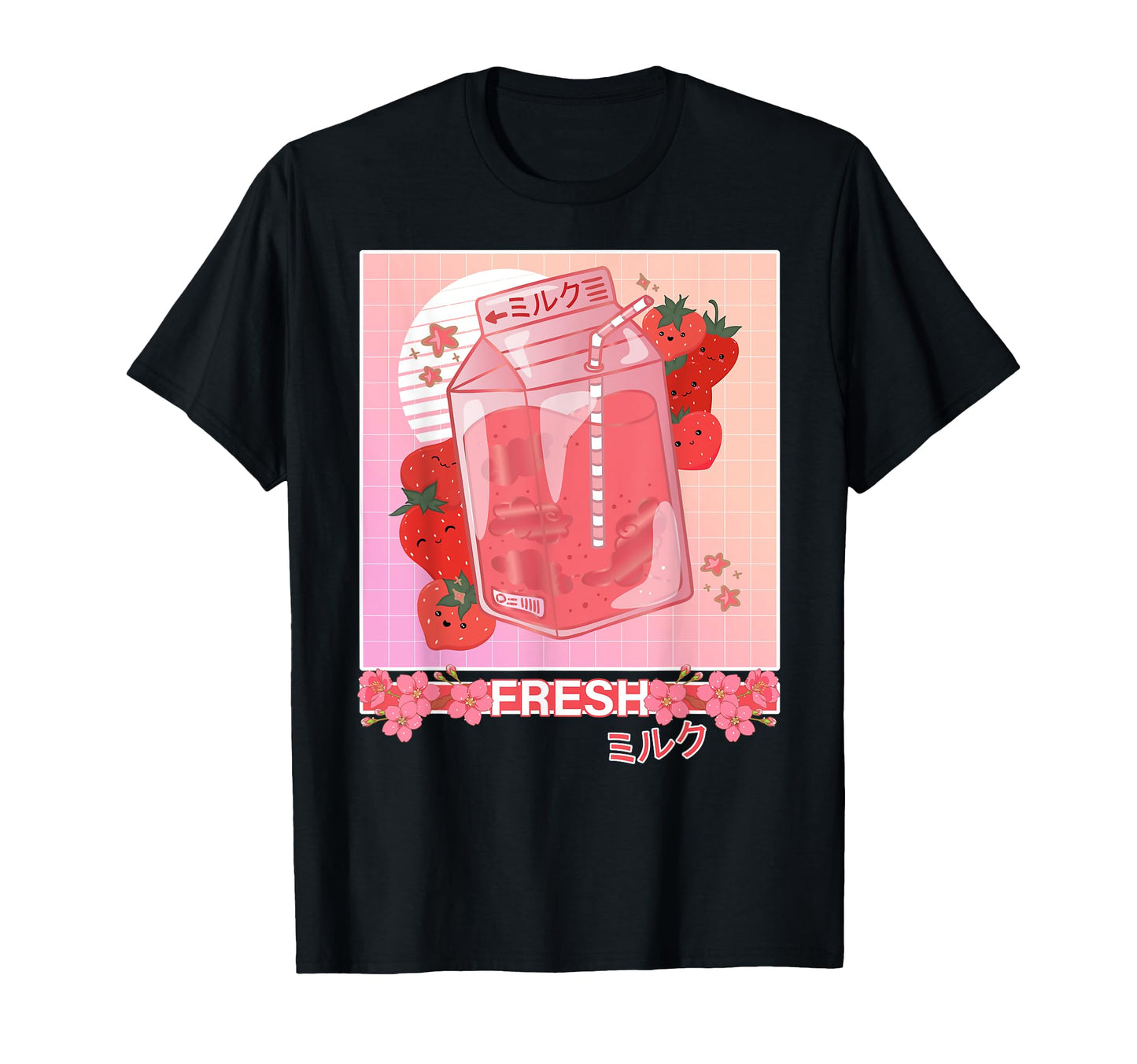 Fresh Japanese Strawberry Milk 90S T-Shirt - Novelty Apparel Men Women - T-Shirt, Sweatshirt, Hoodie