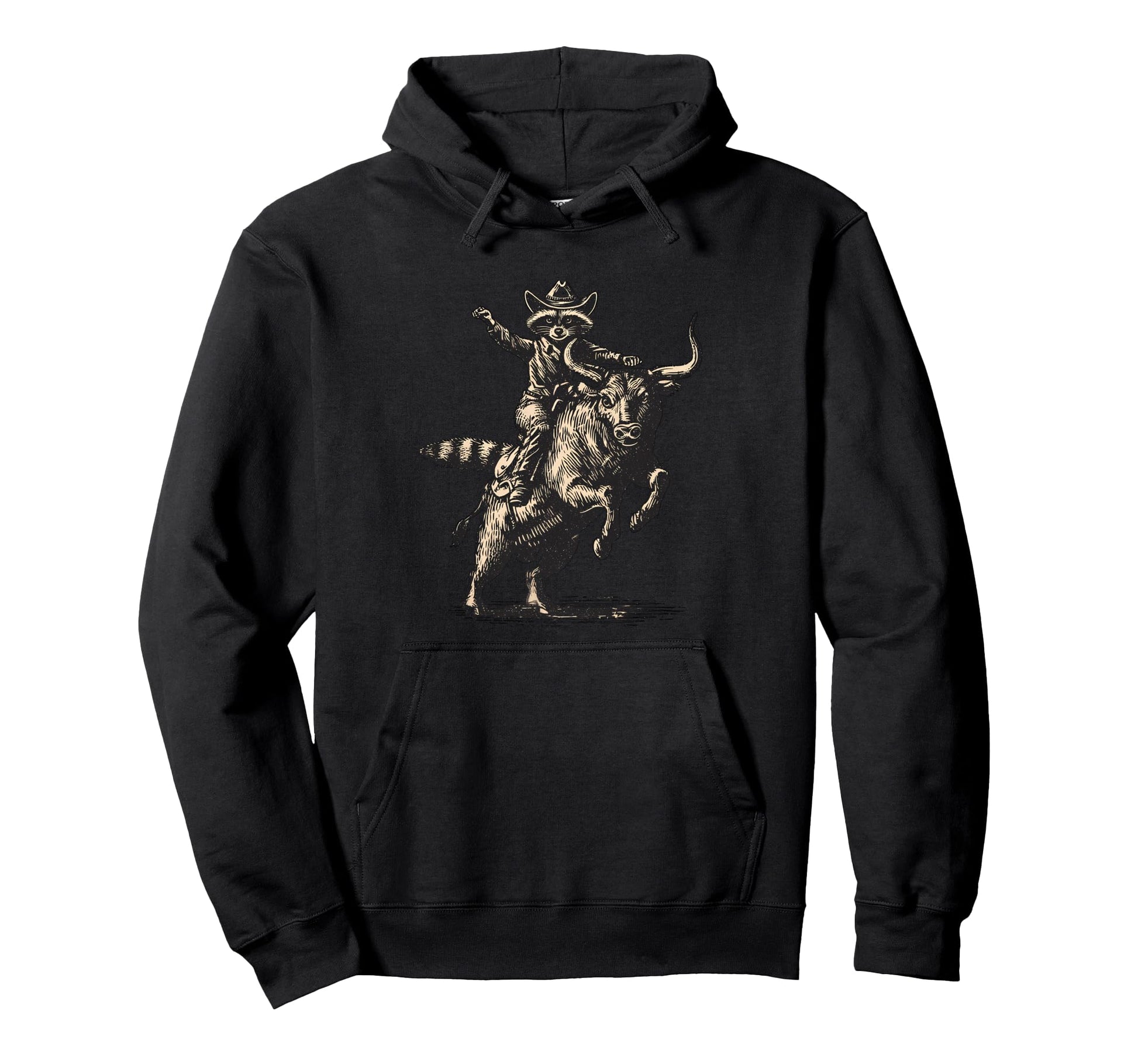Raccoon Cowboy Trash Panda Cowgirl Hoodie - Unique Graphic for Adults - T-Shirt, Sweatshirt, Hoodie