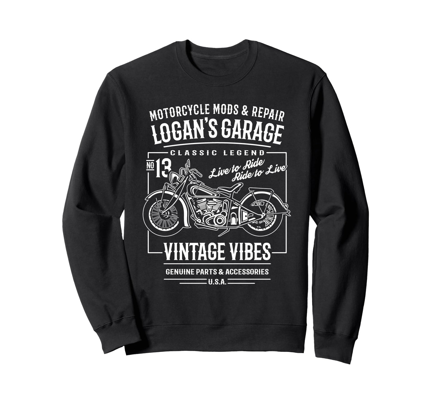Logans Garage Motorcycle Name Logan Sweatshirt - Minimalist Print Men Women - T-Shirt, Sweatshirt, Hoodie