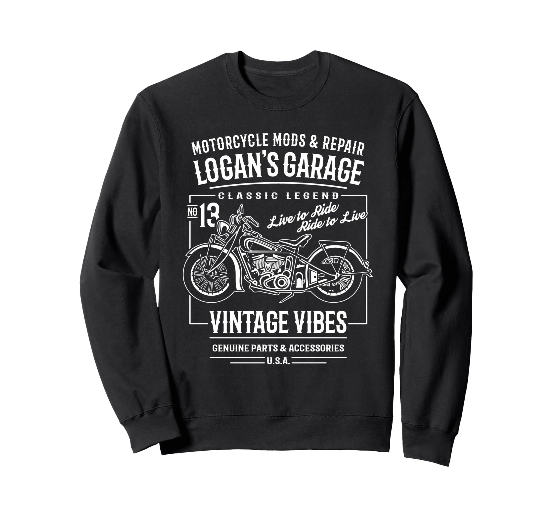 Logans Garage Motorcycle Name Logan Sweatshirt - Minimalist Print Men Women - T-Shirt, Sweatshirt, Hoodie